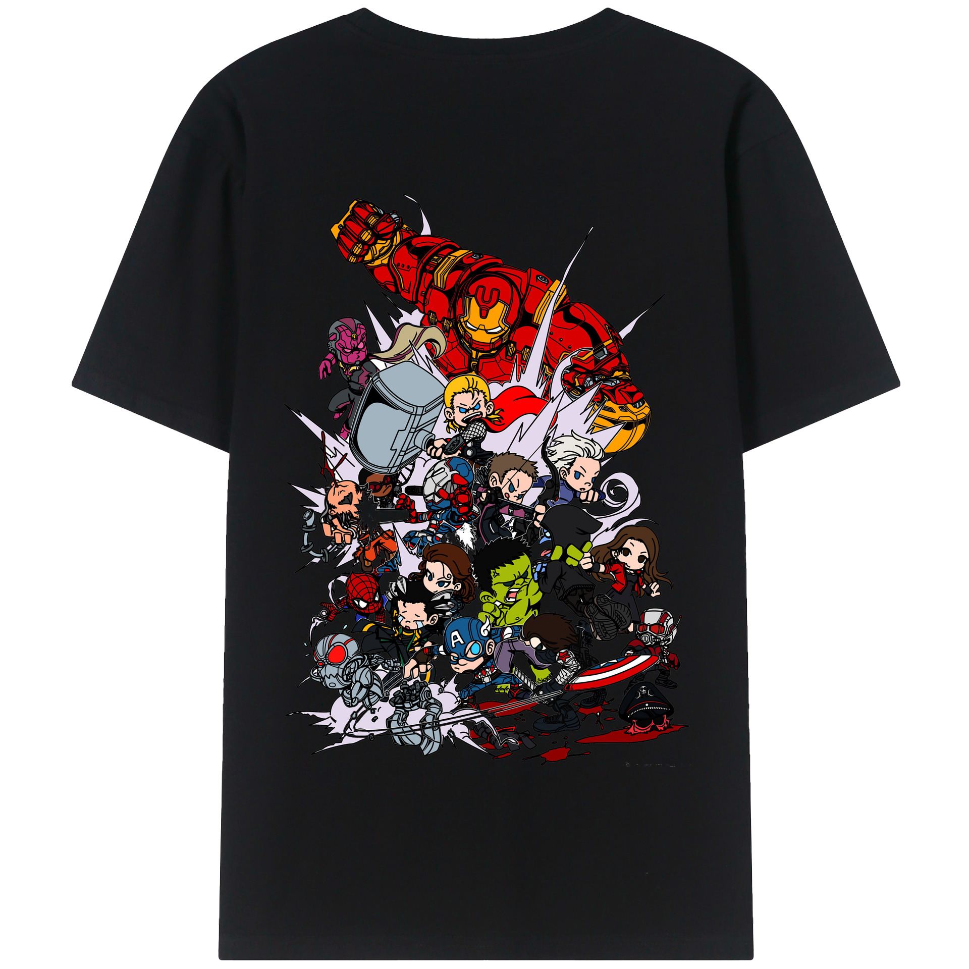 （画像用） アベンジャーズ The Avengers 綿100％半袖Tシャツ（背面プリント）