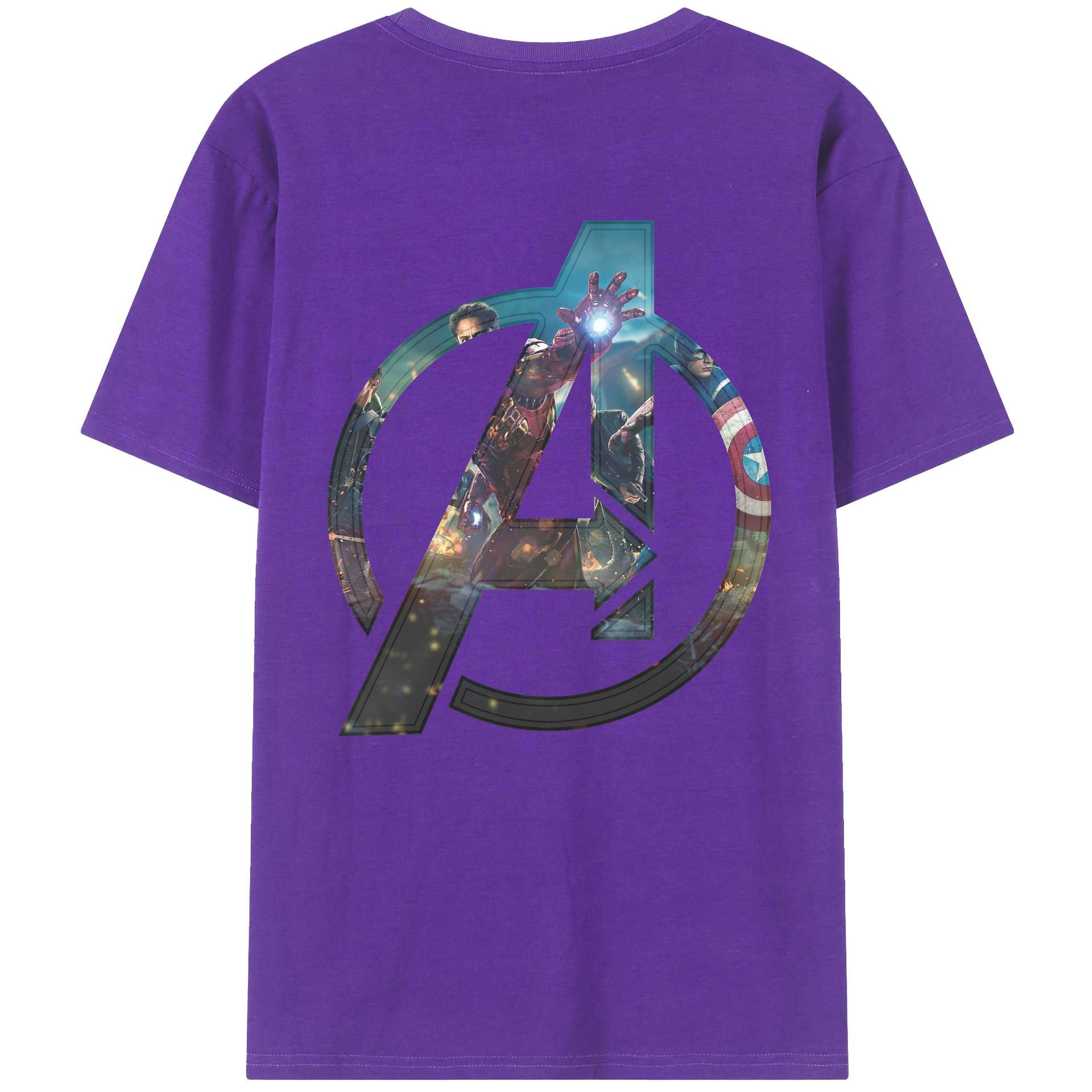 （画像用） アベンジャーズ The Avengers 綿100％半袖Tシャツ（背面プリント）