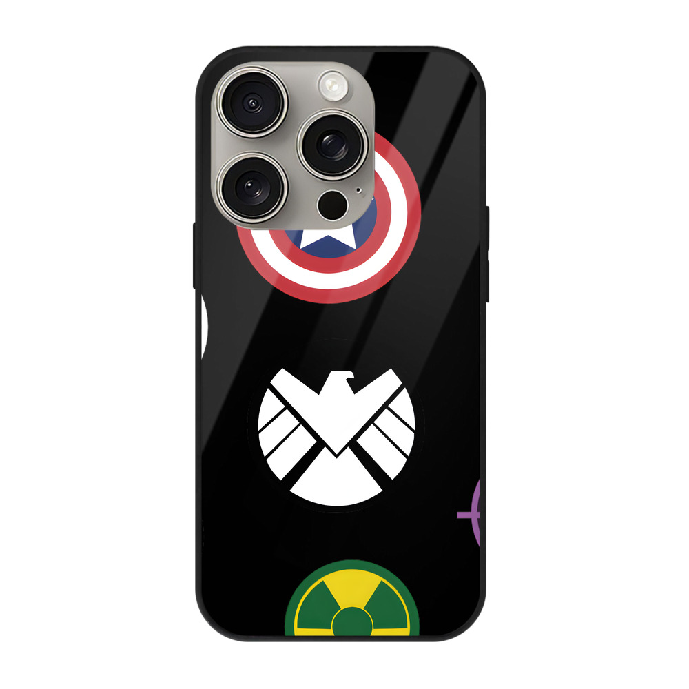 （画像用） アベンジャーズ The Avengers 【iPhone15Pro対応】スマホケース 耐衝撃＆黄変防止 背面ガラス