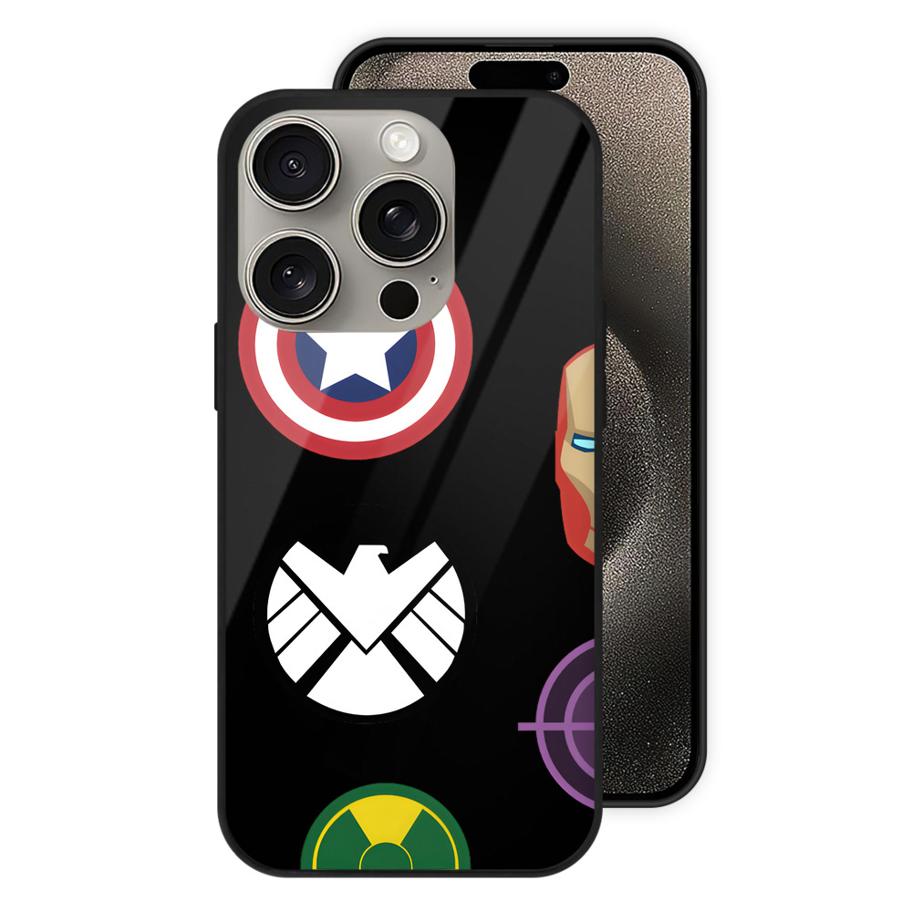（画像用） アベンジャーズ The Avengers 【iPhone15Pro対応】スマホケース 耐衝撃＆黄変防止 背面ガラス