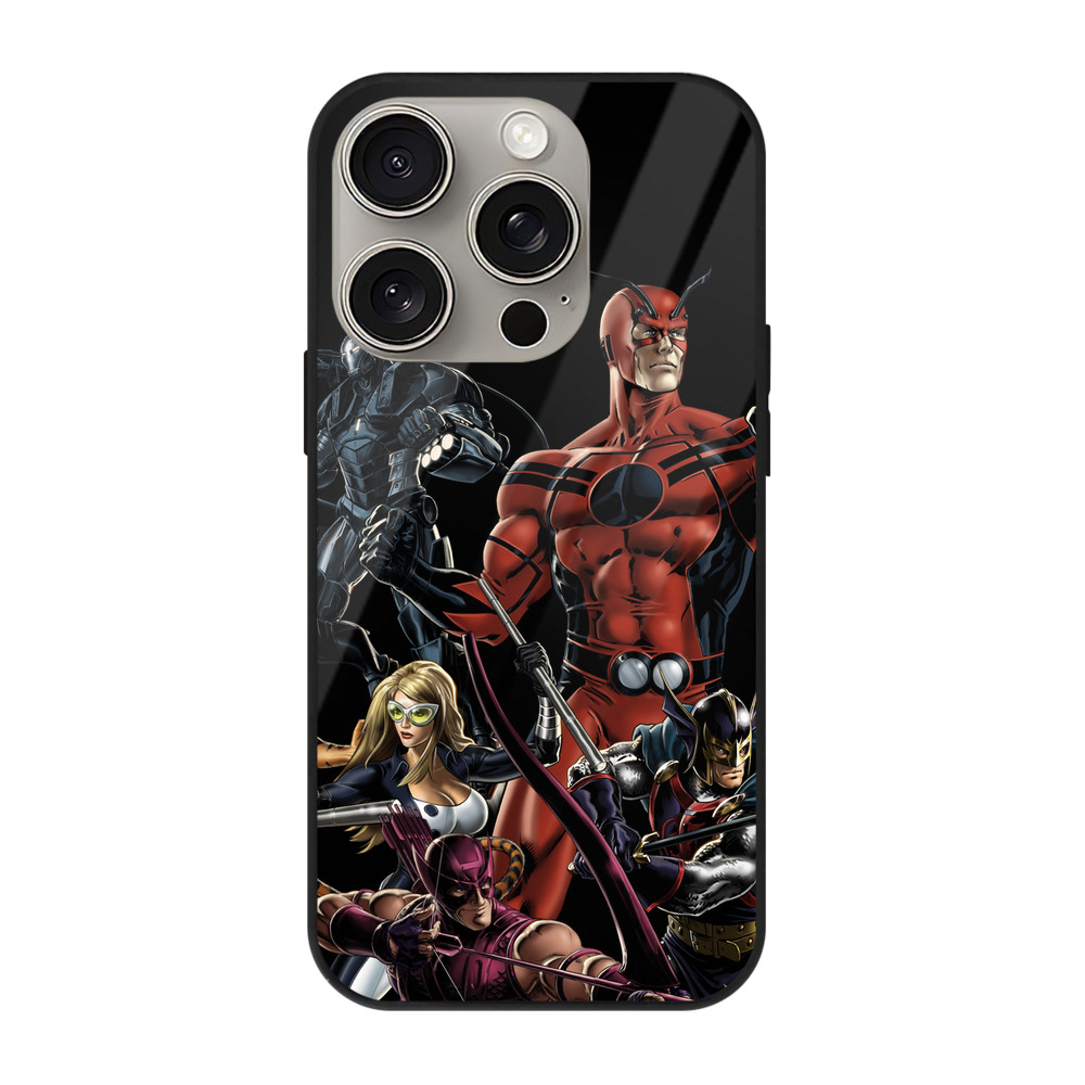 （画像用） アベンジャーズ The Avengers 【iPhone15Pro対応】スマホケース 耐衝撃＆黄変防止 背面ガラス