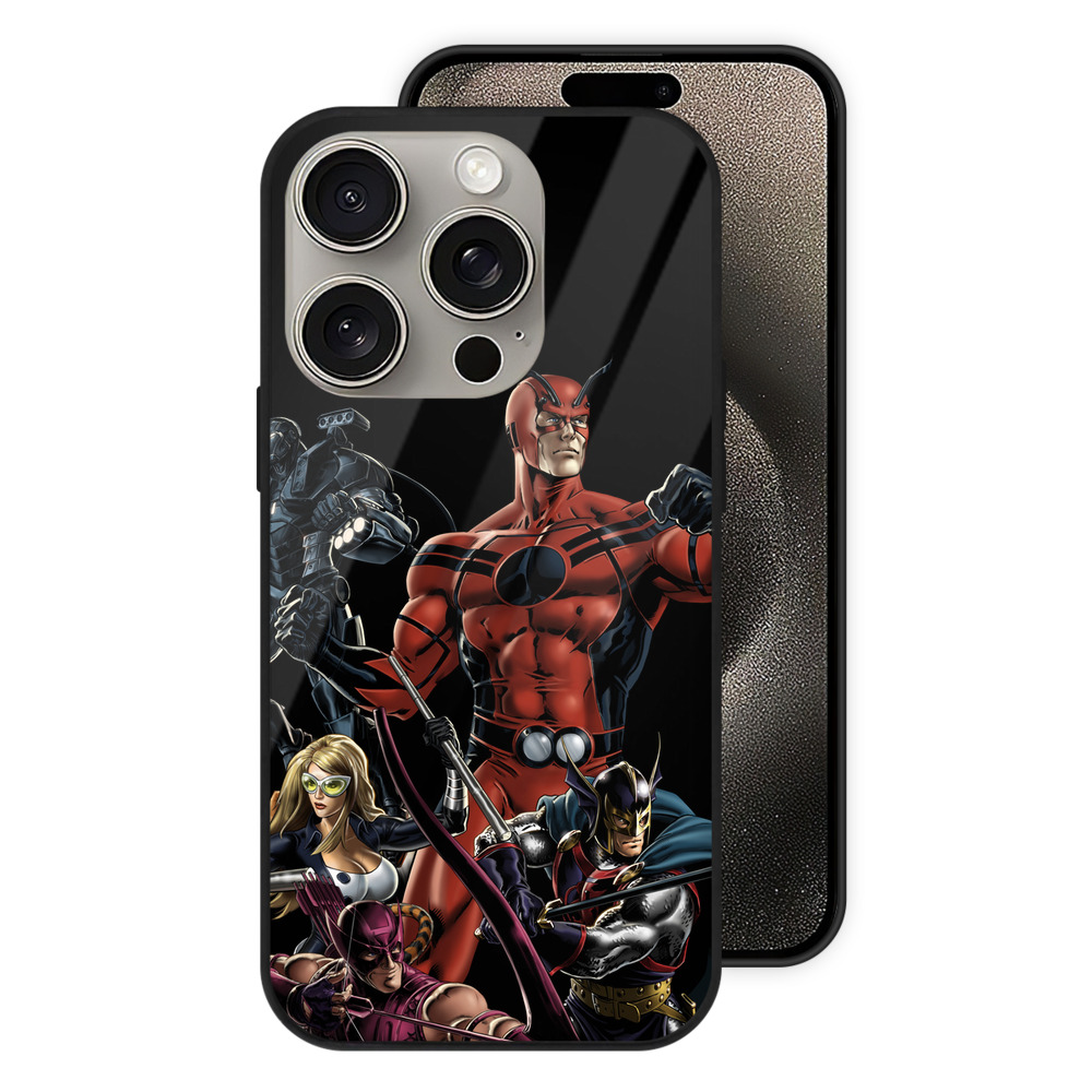 （画像用） アベンジャーズ The Avengers 【iPhone15Pro対応】スマホケース 耐衝撃＆黄変防止 背面ガラス