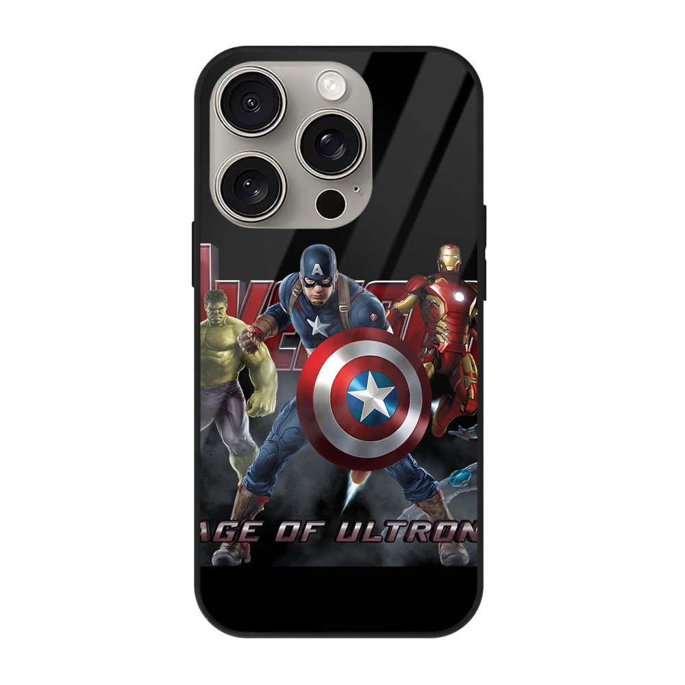 （画像用） アベンジャーズ The Avengers 【iPhone15Pro対応】スマホケース 耐衝撃＆黄変防止 背面ガラス