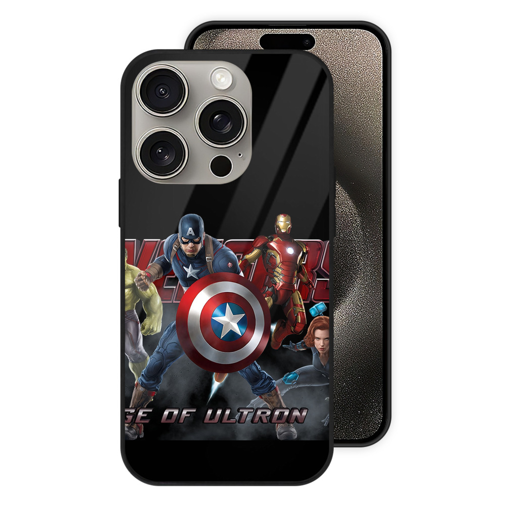 （画像用） アベンジャーズ The Avengers 【iPhone15Pro対応】スマホケース 耐衝撃＆黄変防止 背面ガラス