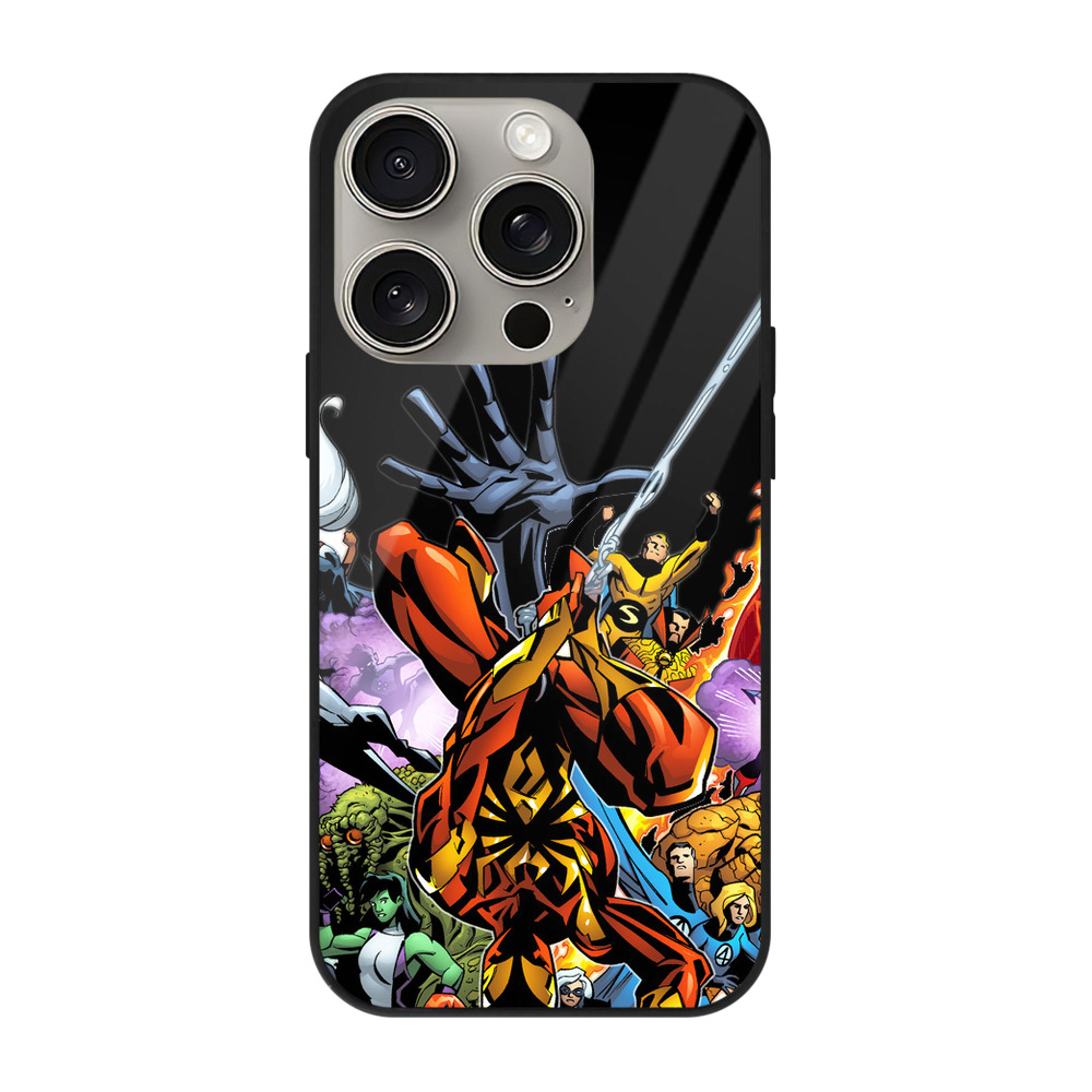 （画像用） アベンジャーズ The Avengers 【iPhone15Pro対応】スマホケース 耐衝撃＆黄変防止 背面ガラス