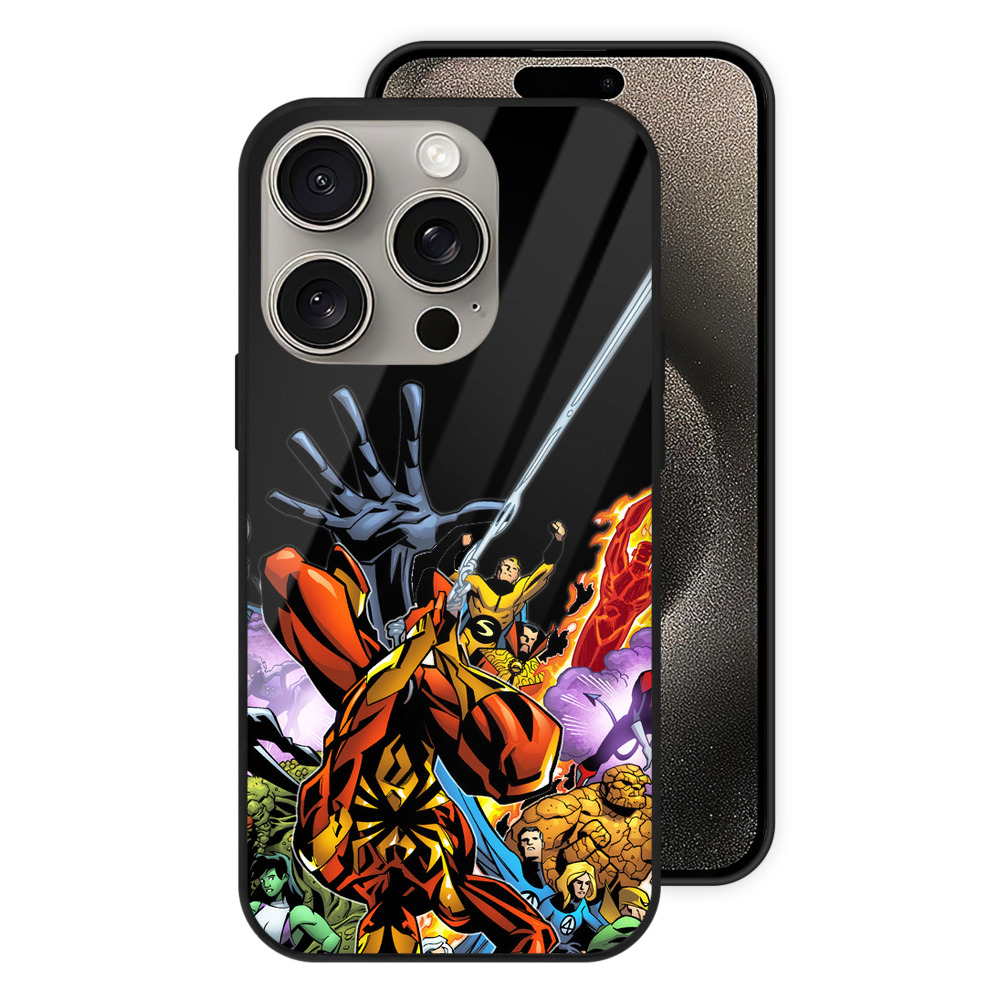 （画像用） アベンジャーズ The Avengers 【iPhone15Pro対応】スマホケース 耐衝撃＆黄変防止 背面ガラス