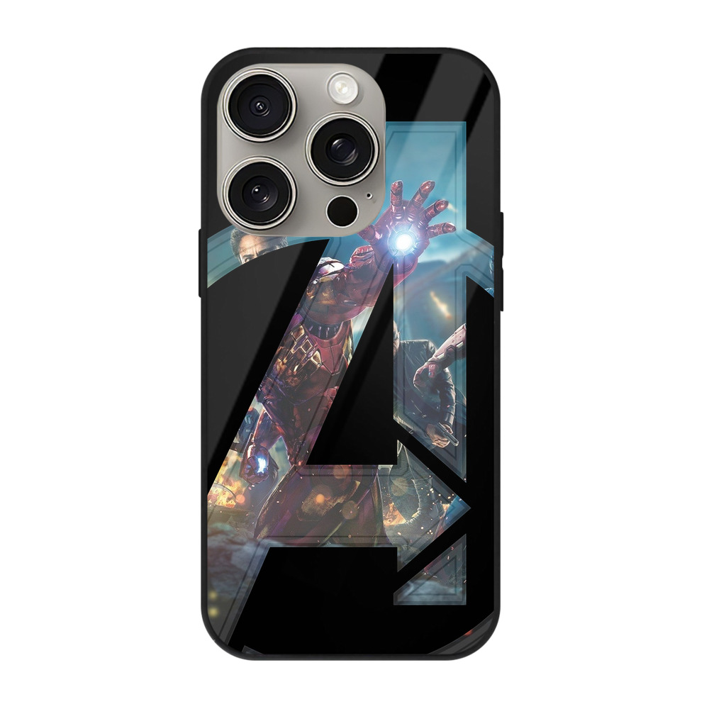 （画像用） アベンジャーズ The Avengers 【iPhone15Pro対応】スマホケース 耐衝撃＆黄変防止 背面ガラス