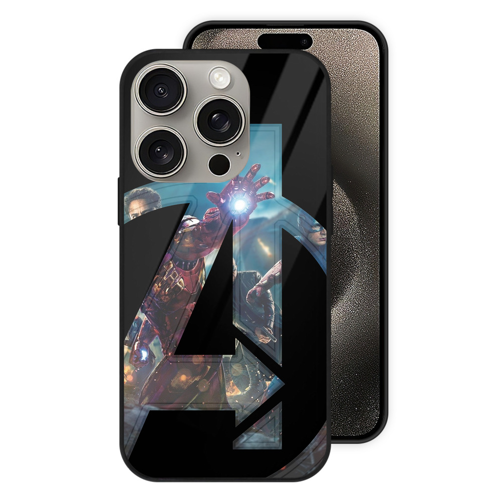 （画像用） アベンジャーズ The Avengers 【iPhone15Pro対応】スマホケース 耐衝撃＆黄変防止 背面ガラス