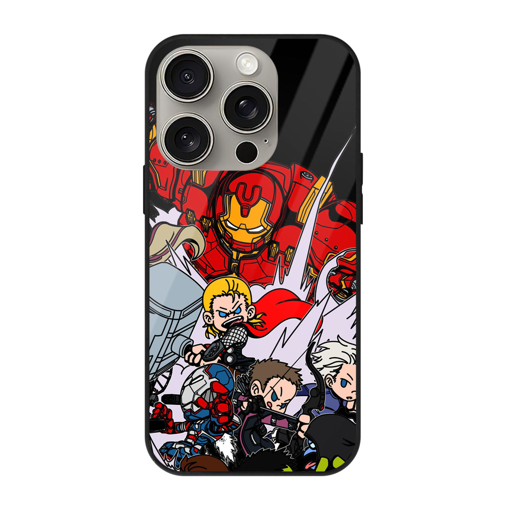 （画像用） アベンジャーズ The Avengers 【iPhone15Pro対応】スマホケース 耐衝撃＆黄変防止 背面ガラス