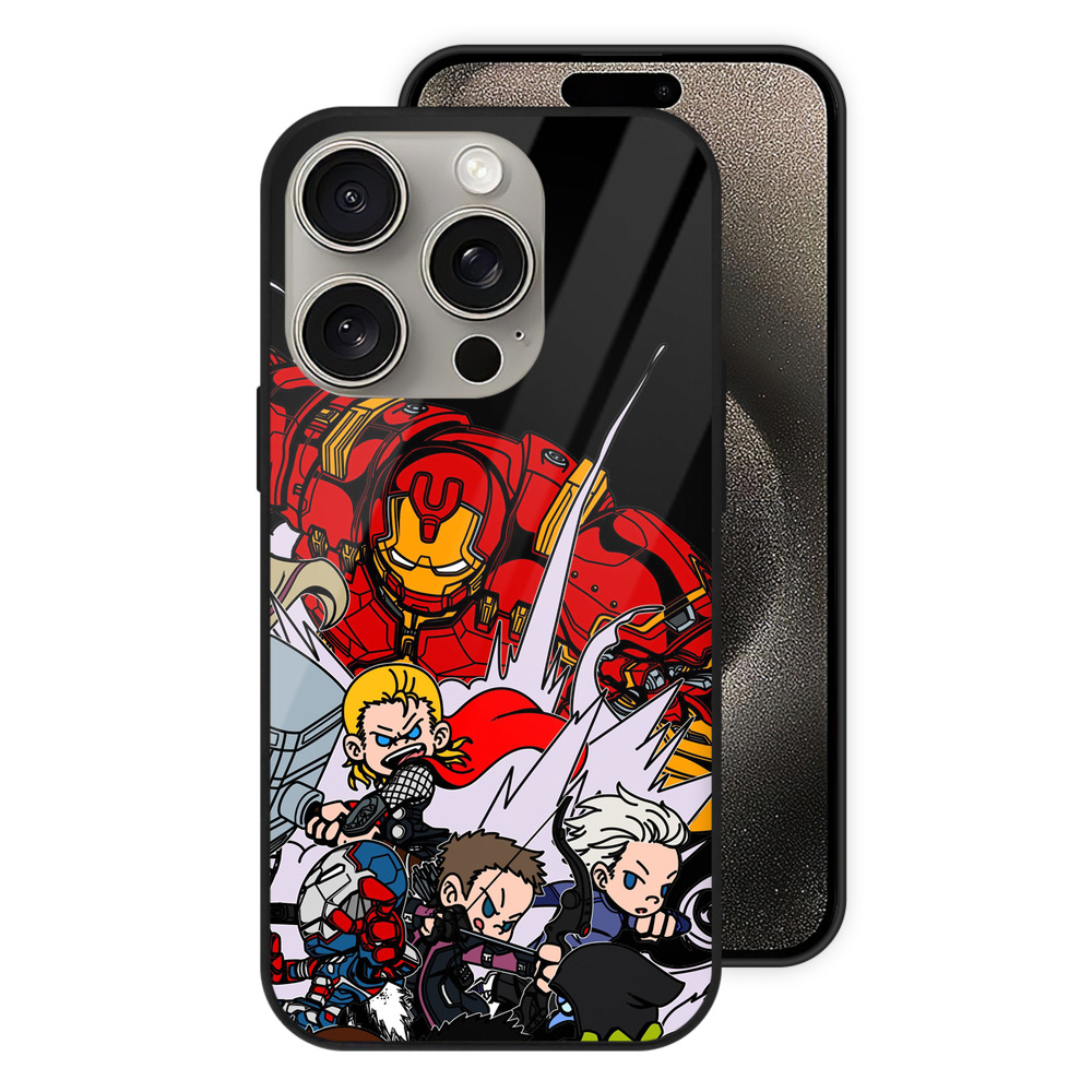 （画像用） アベンジャーズ The Avengers 【iPhone15Pro対応】スマホケース 耐衝撃＆黄変防止 背面ガラス