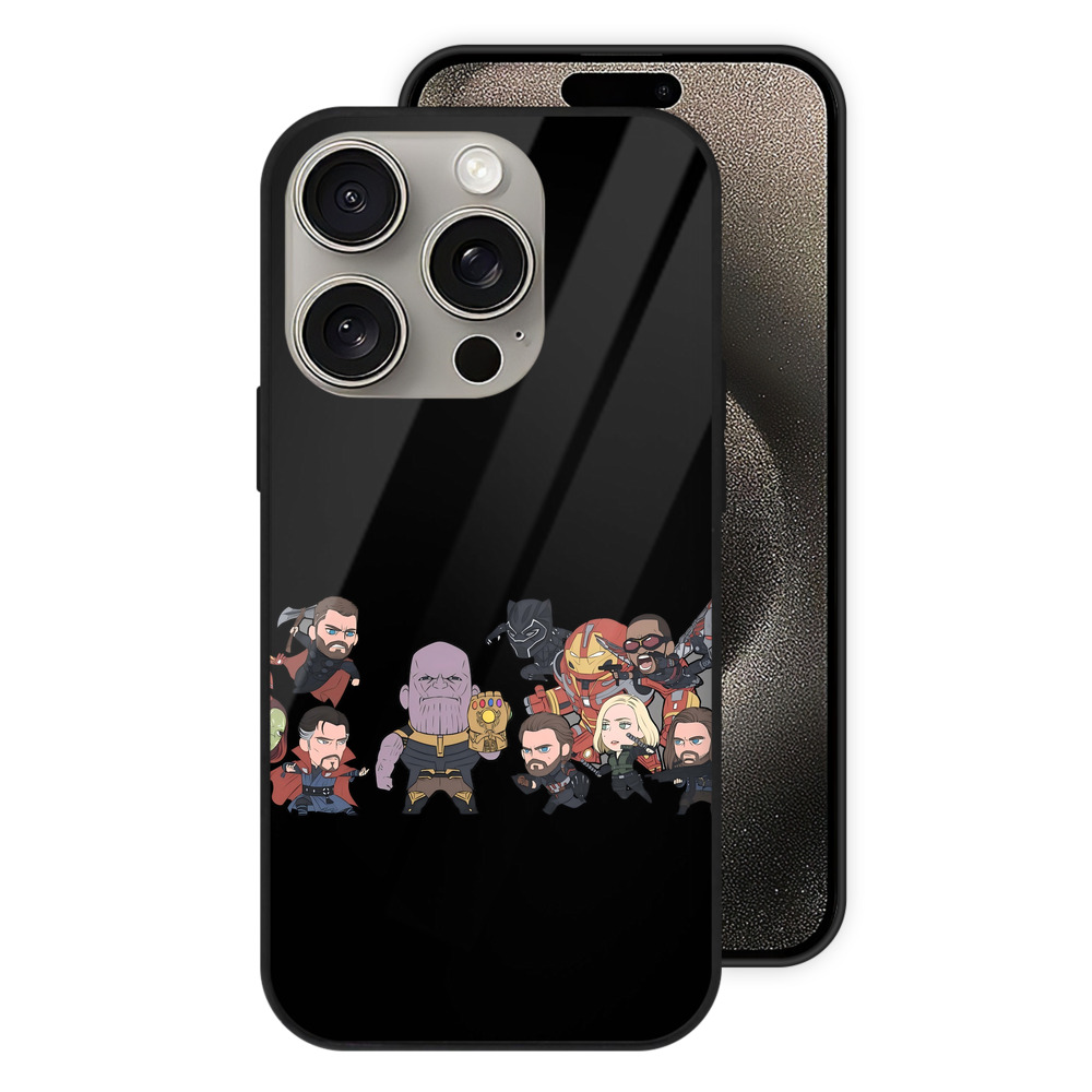 （画像用） アベンジャーズ The Avengers 【iPhone15Pro対応】スマホケース 耐衝撃＆黄変防止 背面ガラス