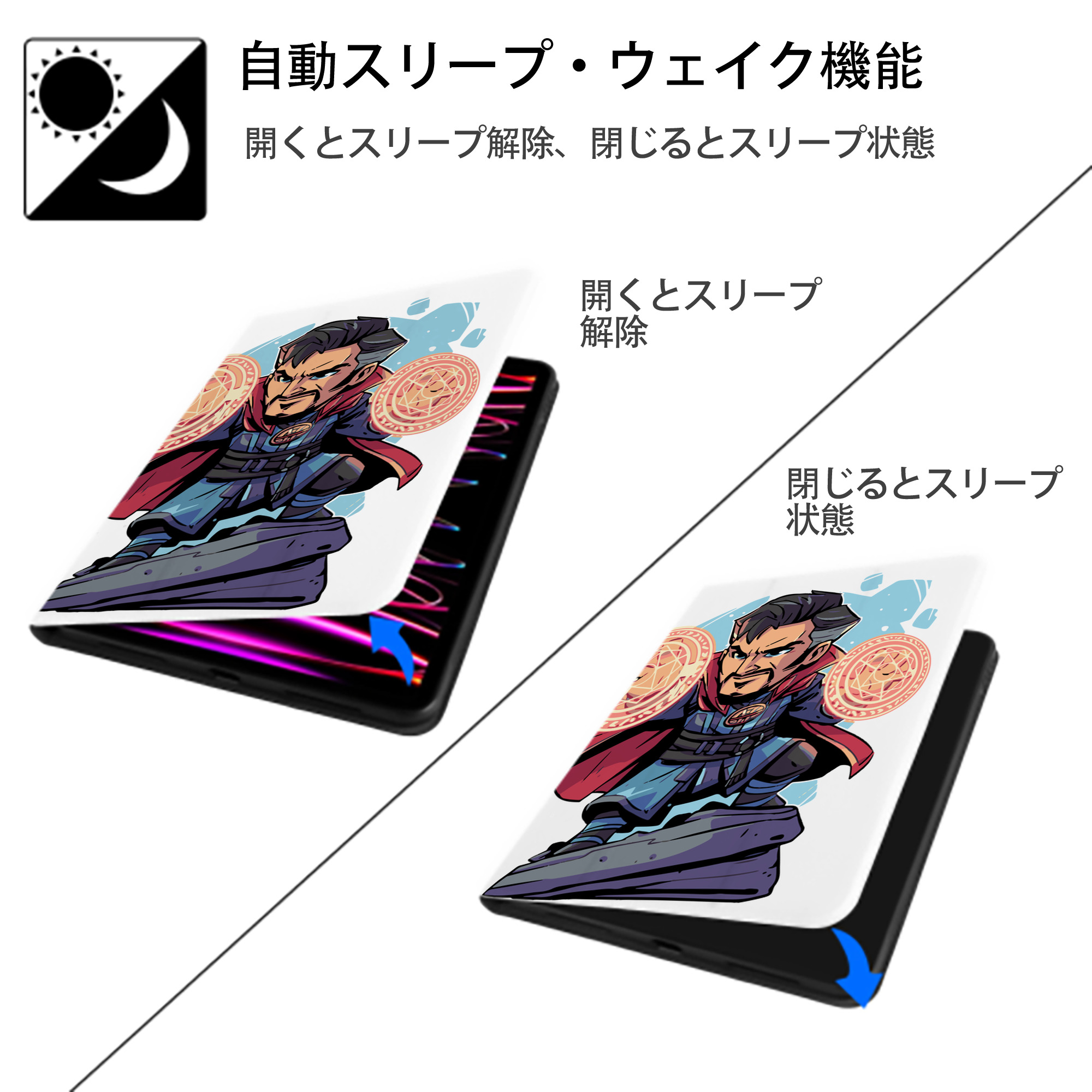 アベンジャーズ The Avengers IPad ケース ペン収納付き 三つ折りスタンド PUレザー×シリコン 対応機種9.5/10.5/10.9インチ