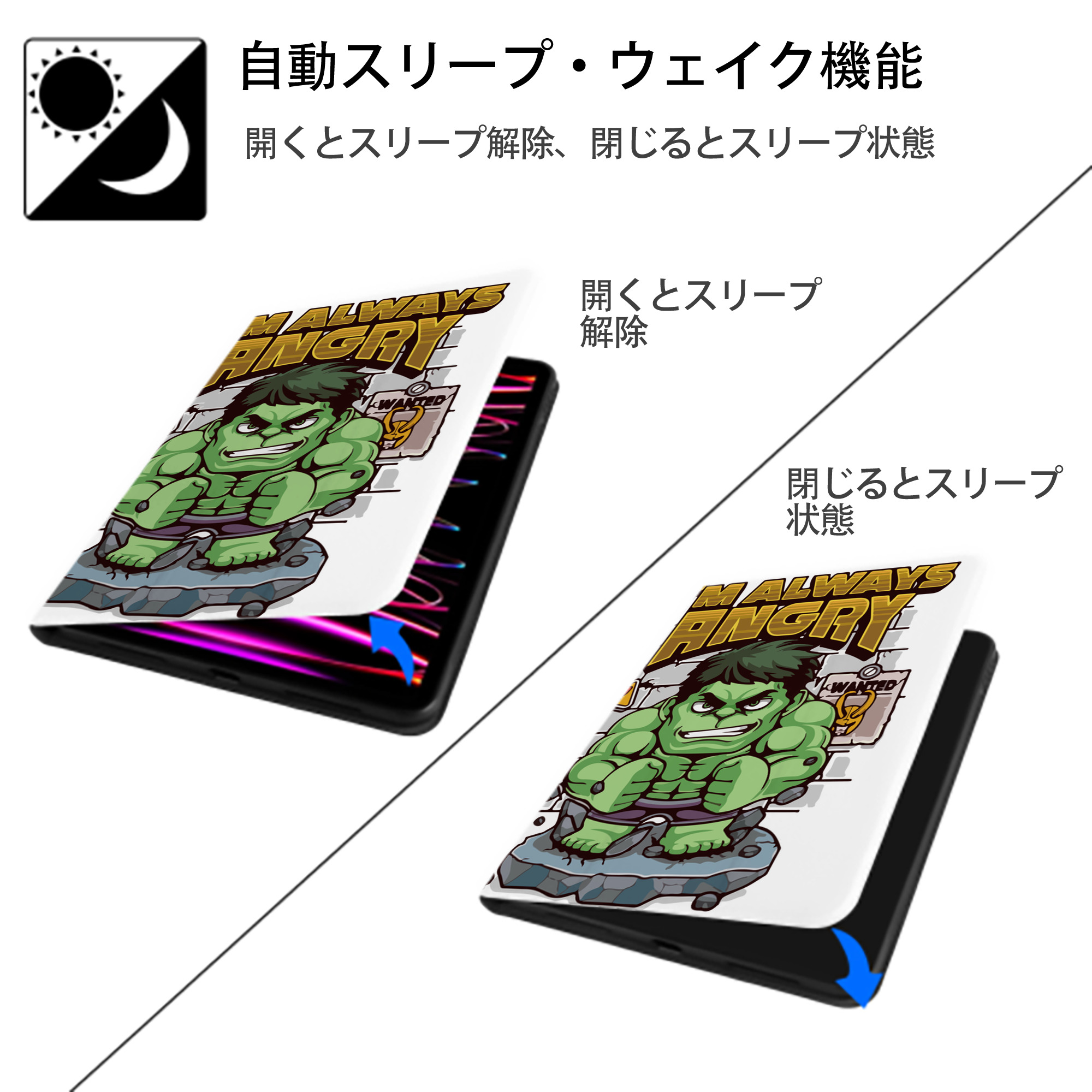 アベンジャーズ The Avengers IPad ケース ペン収納付き 三つ折りスタンド PUレザー×シリコン 対応機種9.5/10.5/10.9インチ