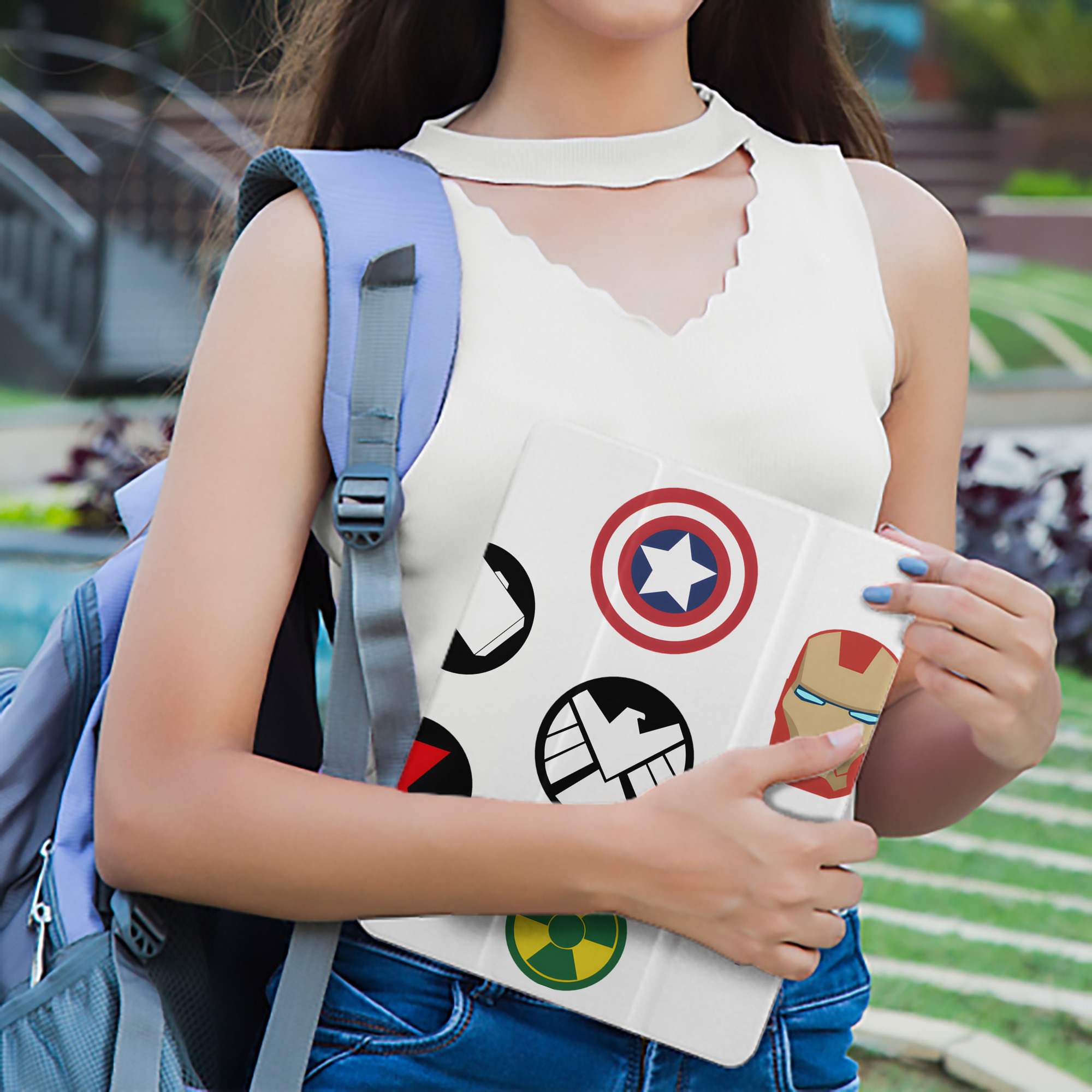 アベンジャーズ The Avengers IPad ケース ペン収納付き 三つ折りスタンド PUレザー×シリコン 対応機種9.5/10.5/10.9インチ