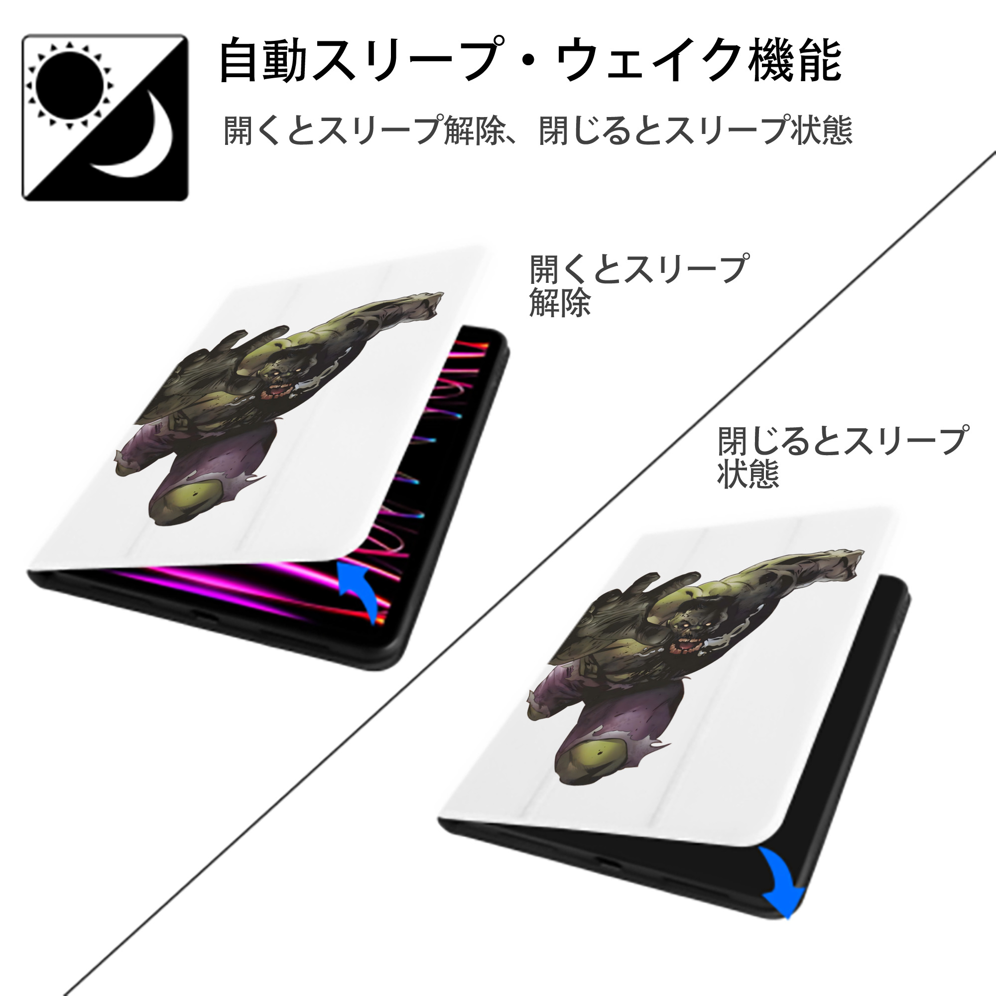 アベンジャーズ The Avengers IPad ケース ペン収納付き 三つ折りスタンド PUレザー×シリコン 対応機種9.5/10.5/10.9インチ