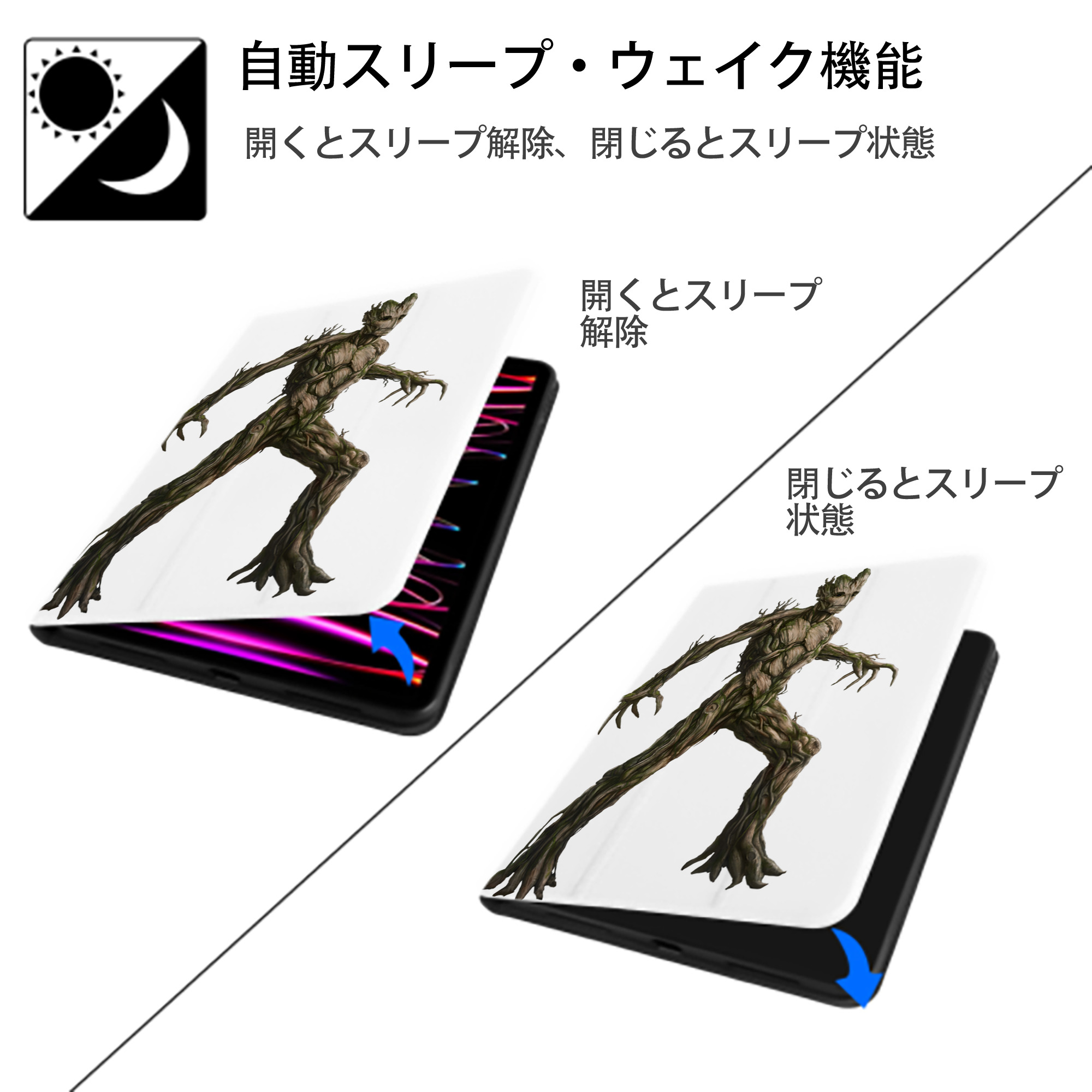 アベンジャーズ The Avengers IPad ケース ペン収納付き 三つ折りスタンド PUレザー×シリコン 対応機種9.5/10.5/10.9インチ