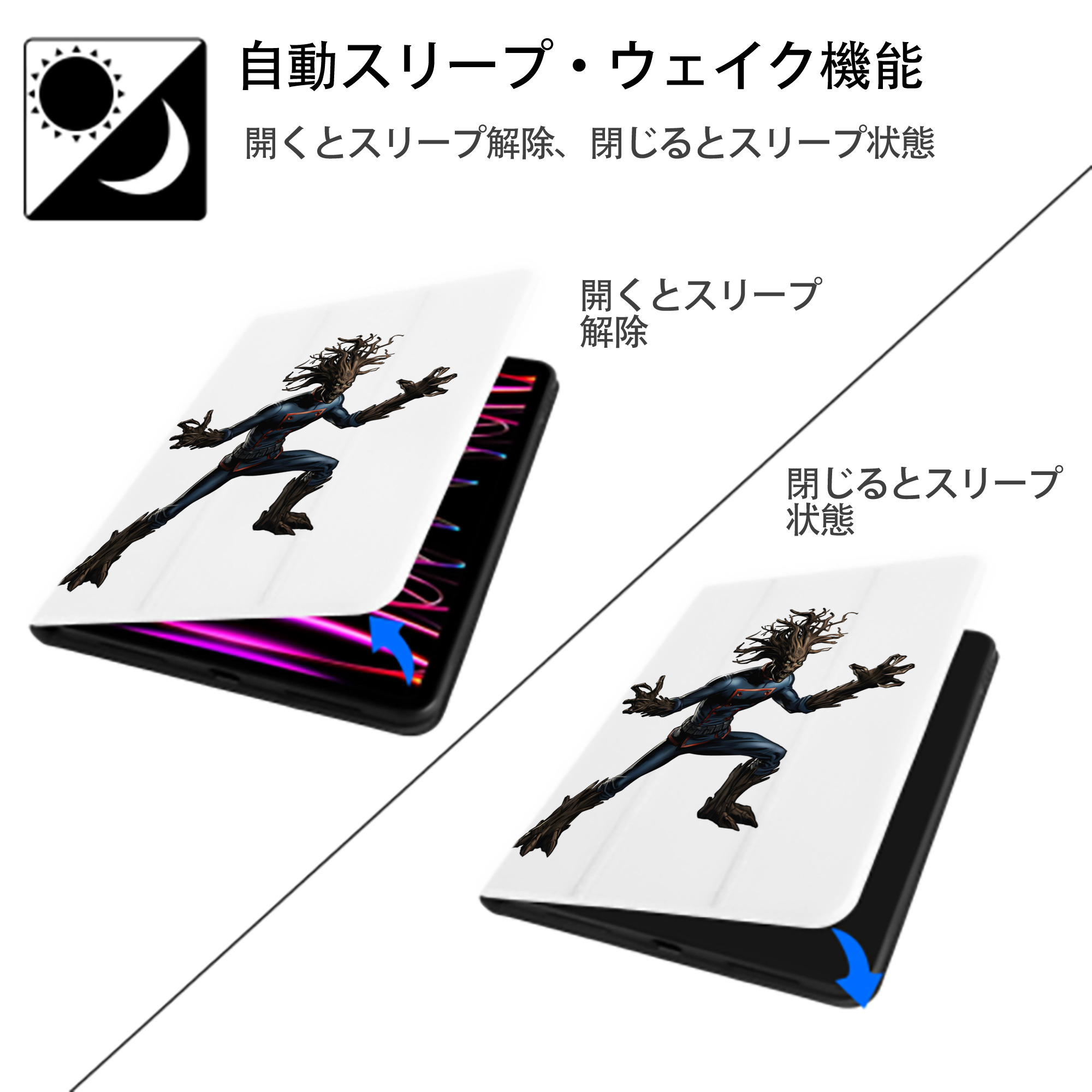 アベンジャーズ The Avengers IPad ケース ペン収納付き 三つ折りスタンド PUレザー×シリコン 対応機種9.5/10.5/10.9インチ