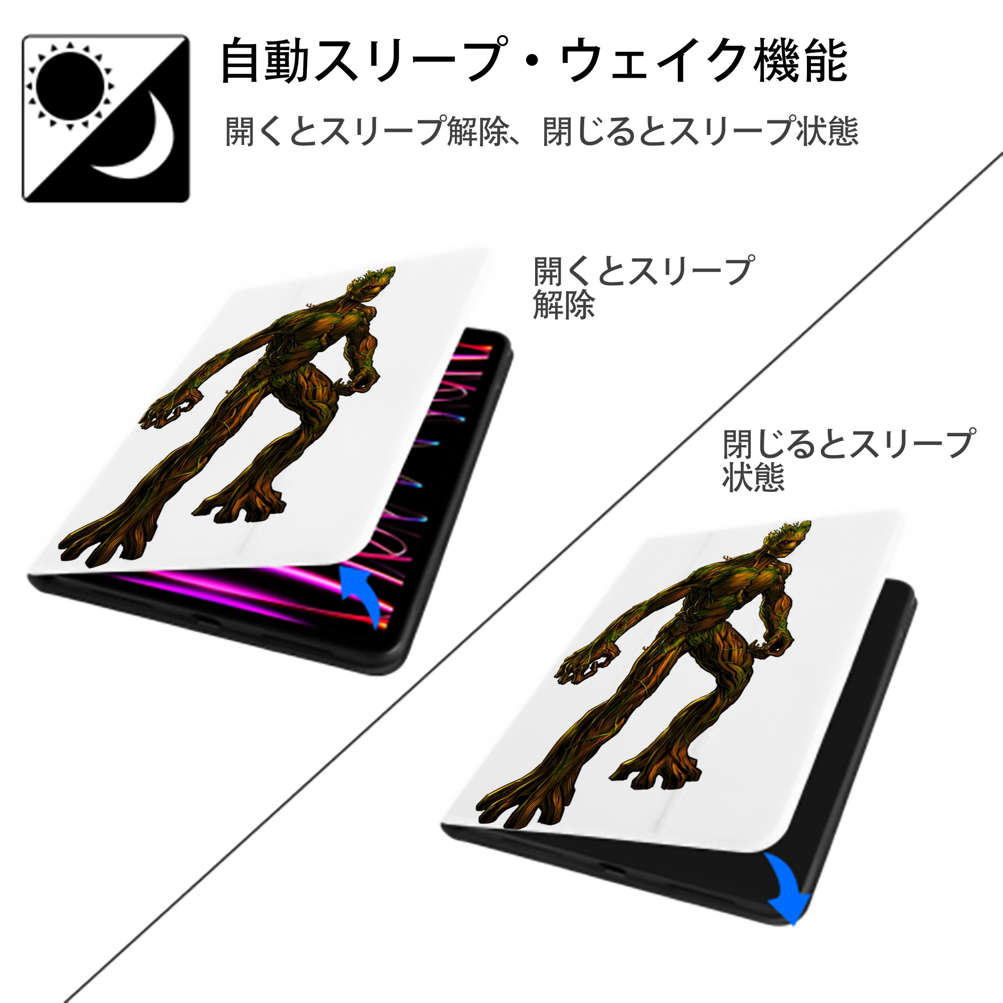 アベンジャーズ The Avengers IPad ケース ペン収納付き 三つ折りスタンド PUレザー×シリコン 対応機種9.5/10.5/10.9インチ