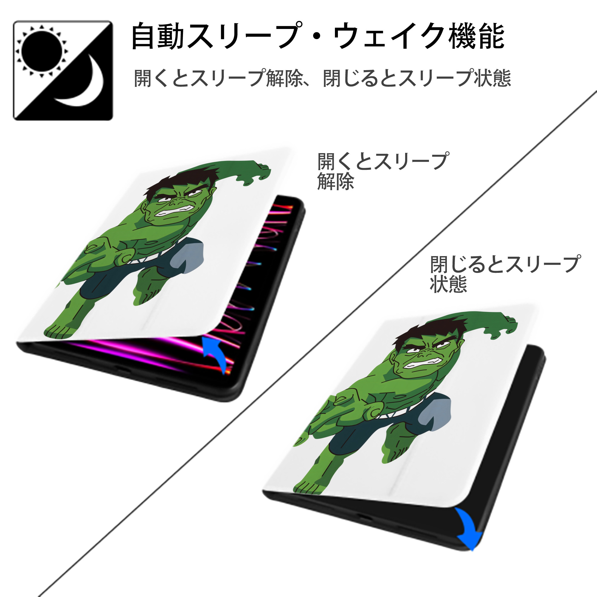 アベンジャーズ The Avengers IPad ケース ペン収納付き 三つ折りスタンド PUレザー×シリコン 対応機種9.5/10.5/10.9インチ
