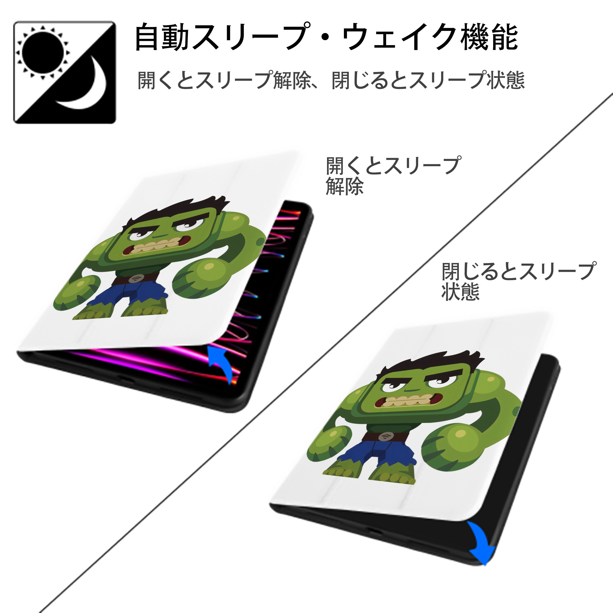アベンジャーズ The Avengers IPad ケース ペン収納付き 三つ折りスタンド PUレザー×シリコン 対応機種9.5/10.5/10.9インチ