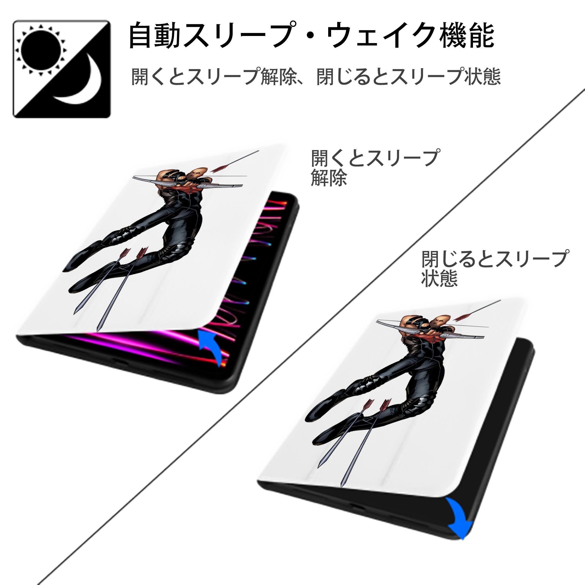 アベンジャーズ The Avengers IPad ケース ペン収納付き 三つ折りスタンド PUレザー×シリコン 対応機種9.5/10.5/10.9インチ