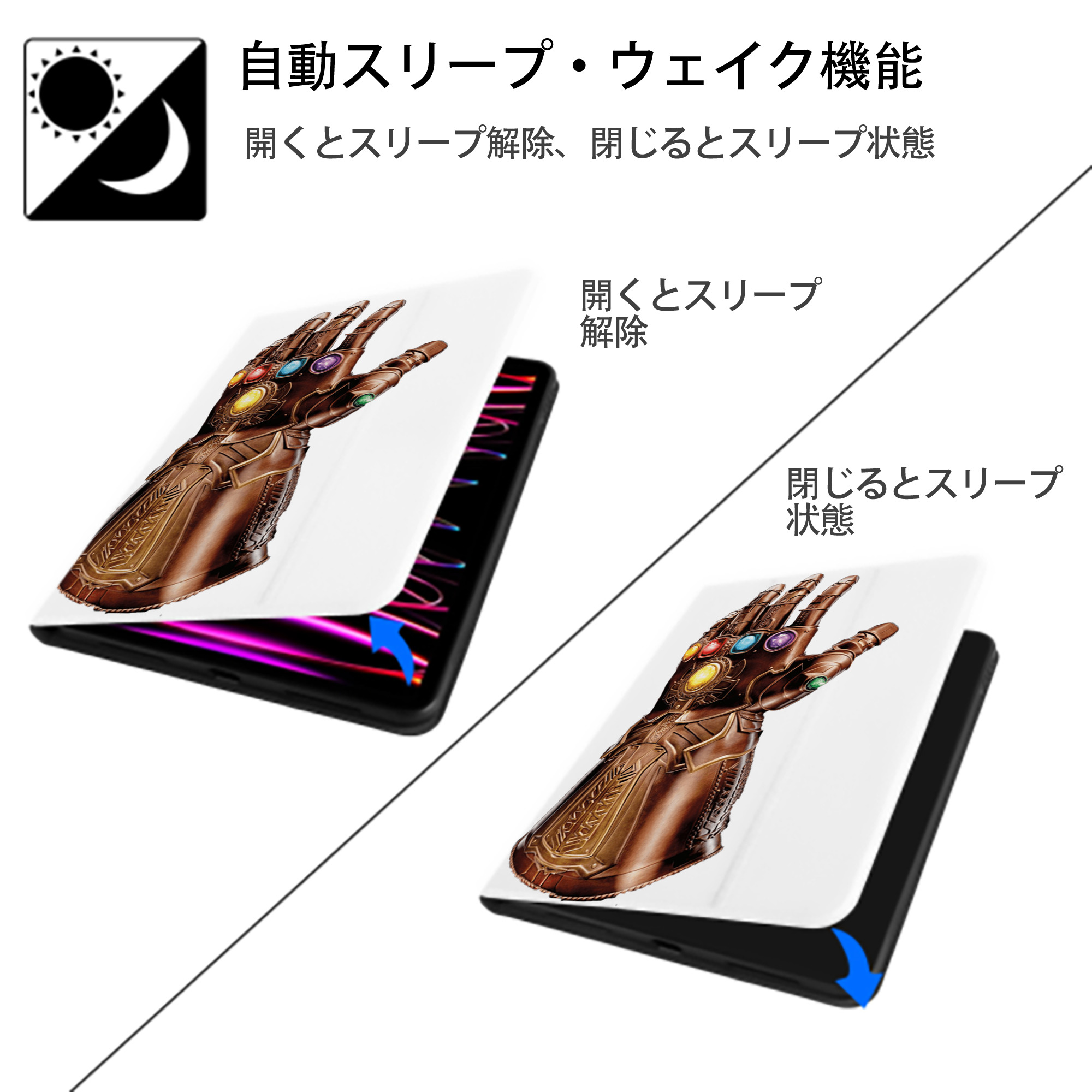アベンジャーズ The Avengers IPad ケース ペン収納付き 三つ折りスタンド PUレザー×シリコン 対応機種9.5/10.5/10.9インチ