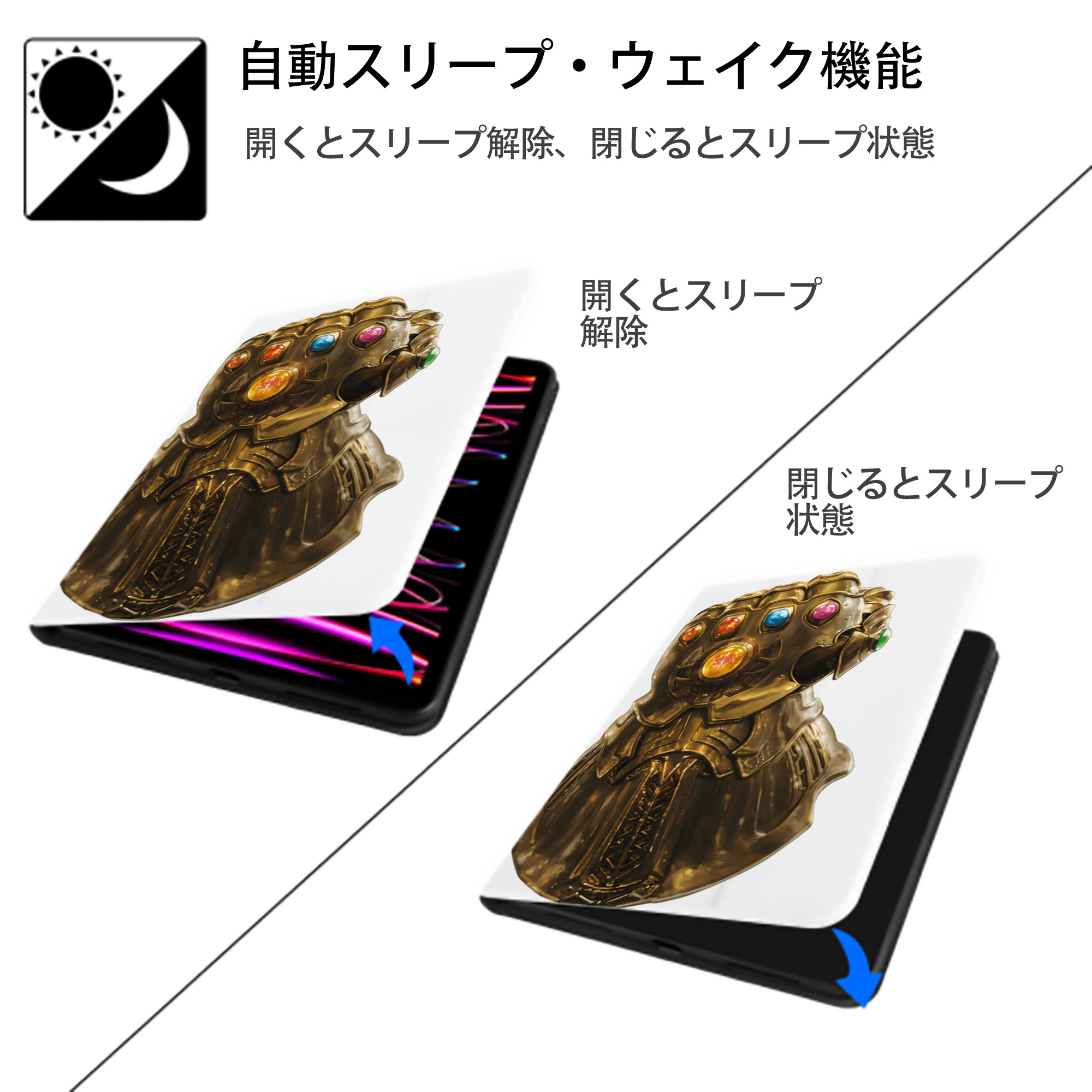 アベンジャーズ The Avengers IPad ケース ペン収納付き 三つ折りスタンド PUレザー×シリコン 対応機種9.5/10.5/10.9インチ