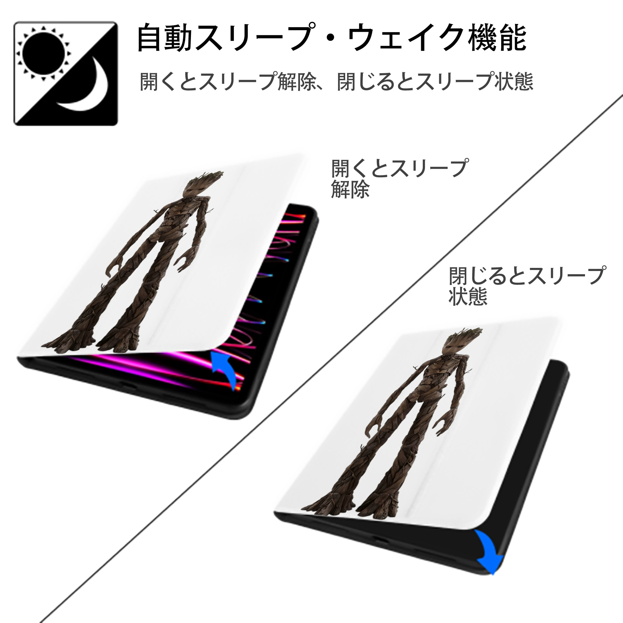 アベンジャーズ The Avengers IPad ケース ペン収納付き 三つ折りスタンド PUレザー×シリコン 対応機種9.5/10.5/10.9インチ