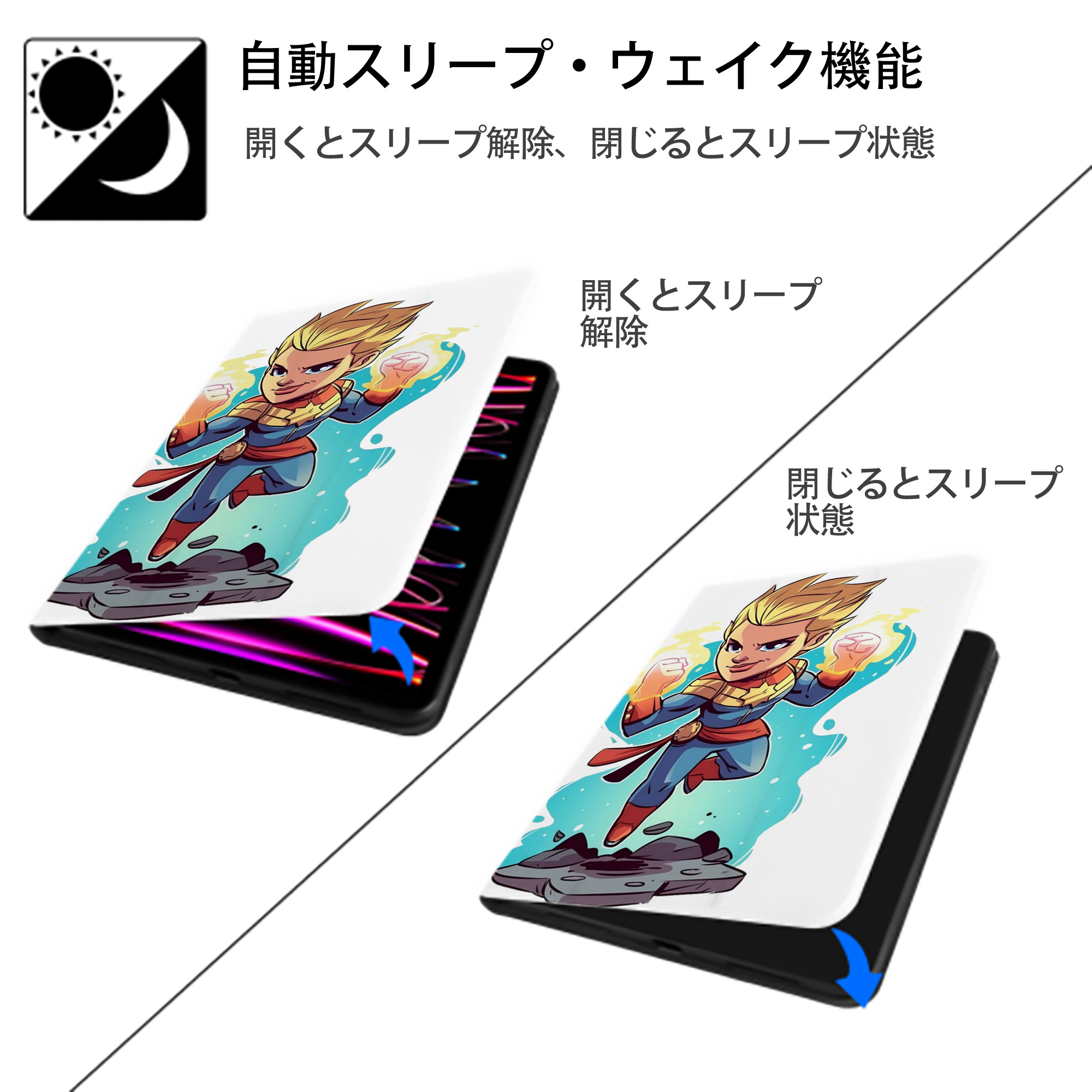 アベンジャーズ The Avengers IPad ケース ペン収納付き 三つ折りスタンド PUレザー×シリコン 対応機種9.5/10.5/10.9インチ