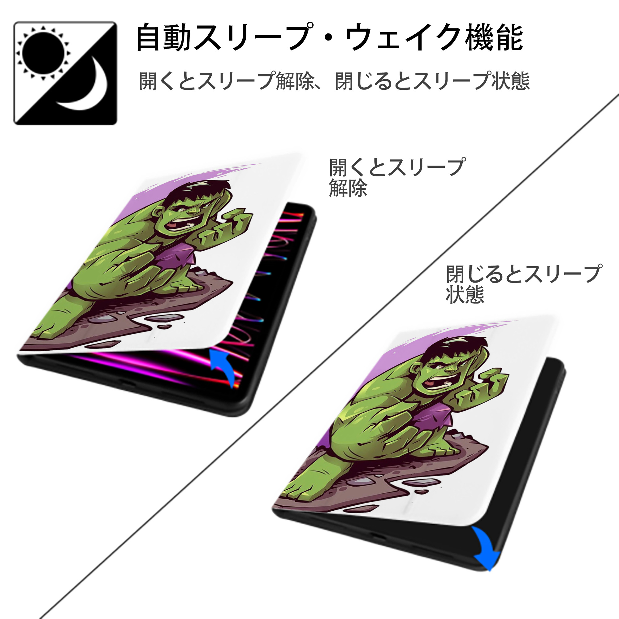 アベンジャーズ The Avengers IPad ケース ペン収納付き 三つ折りスタンド PUレザー×シリコン 対応機種9.5/10.5/10.9インチ