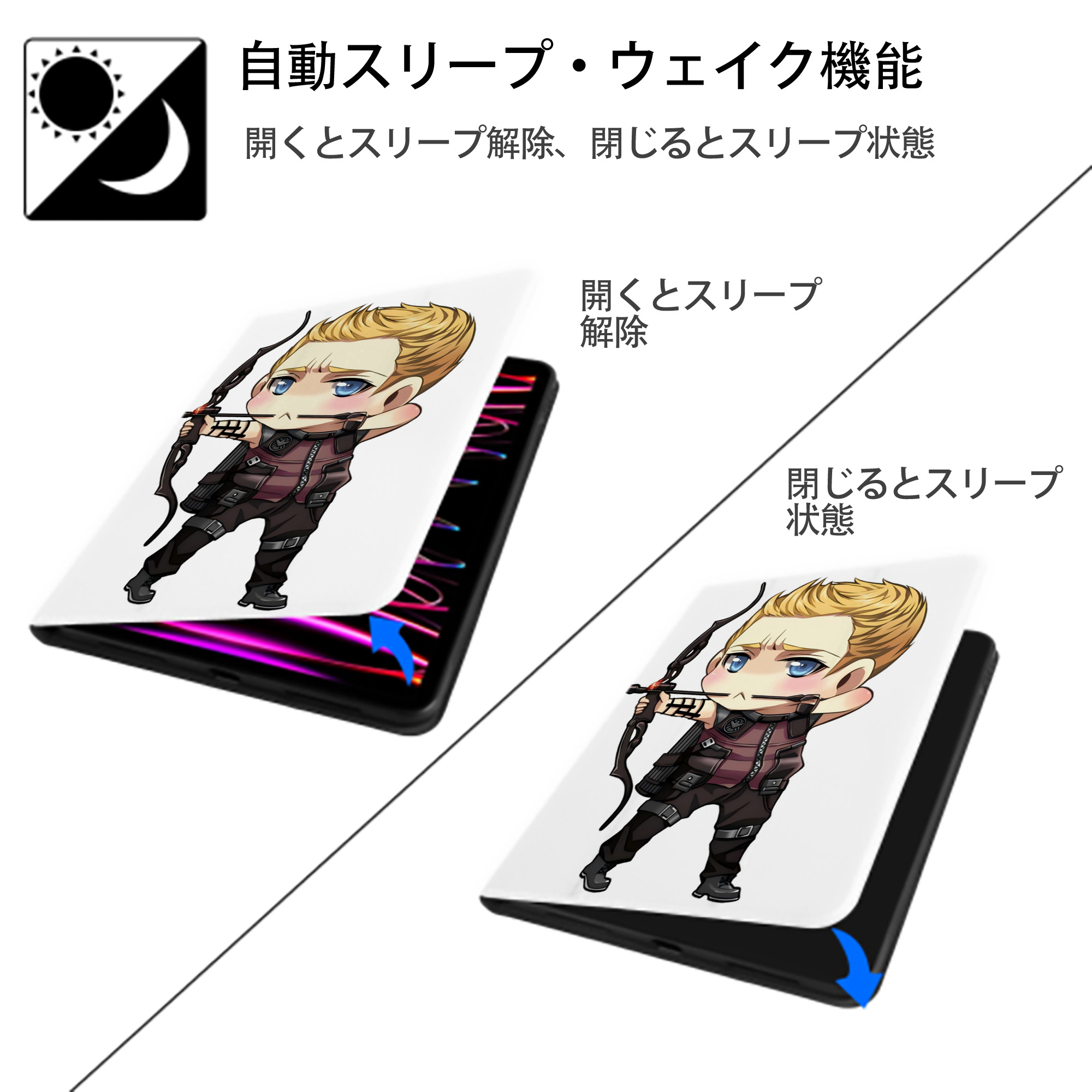アベンジャーズ The Avengers IPad ケース ペン収納付き 三つ折りスタンド PUレザー×シリコン 対応機種9.5/10.5/10.9インチ