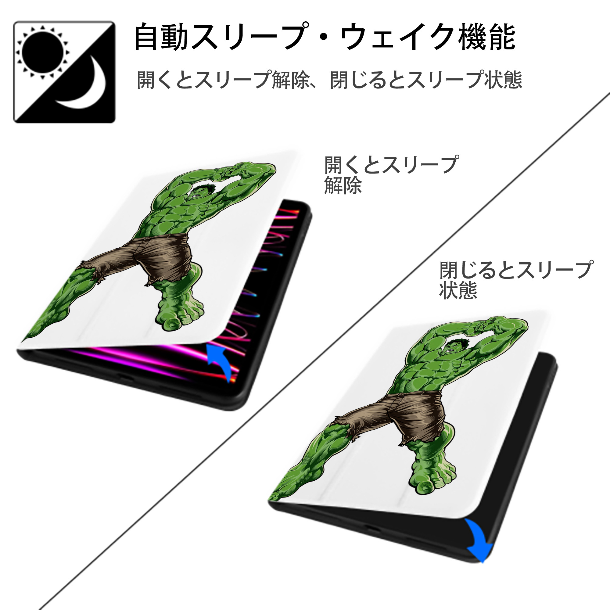 アベンジャーズ The Avengers IPad ケース ペン収納付き 三つ折りスタンド PUレザー×シリコン 対応機種9.5/10.5/10.9インチ