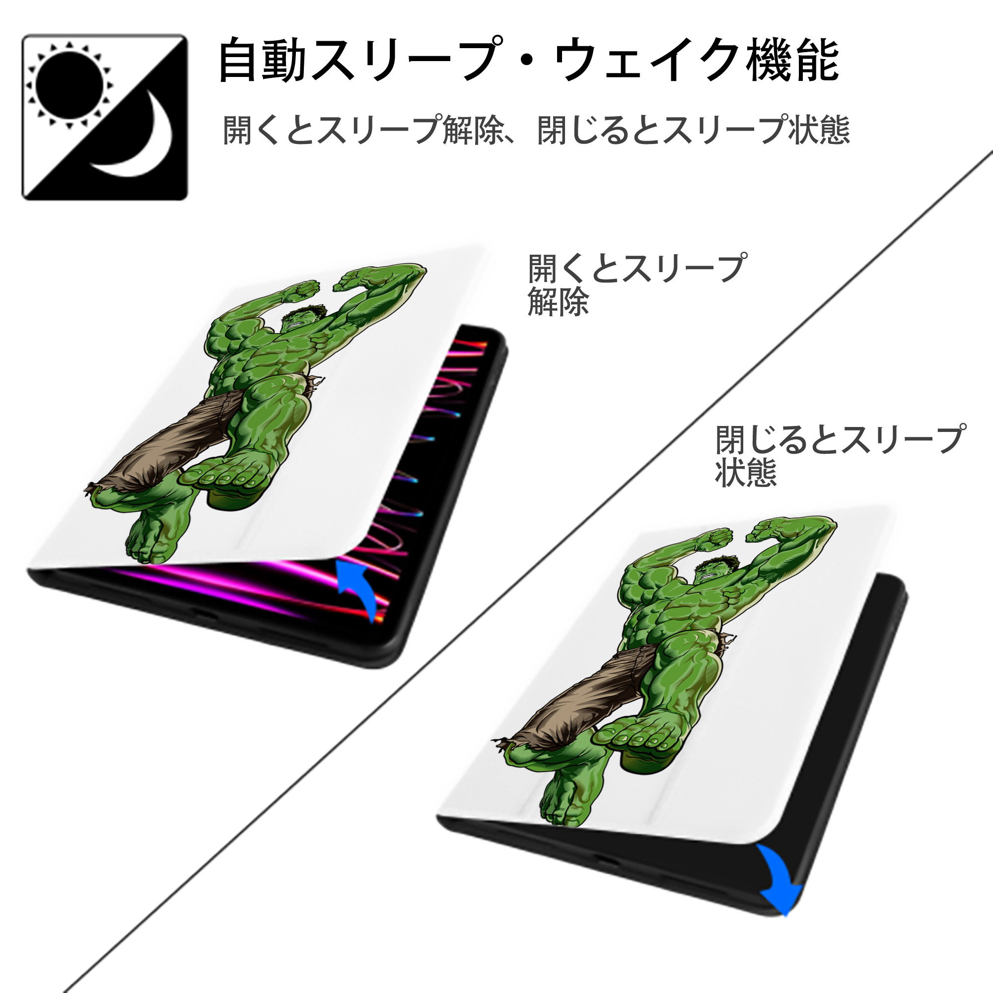 アベンジャーズ The Avengers IPad ケース ペン収納付き 三つ折りスタンド PUレザー×シリコン 対応機種9.5/10.5/10.9インチ