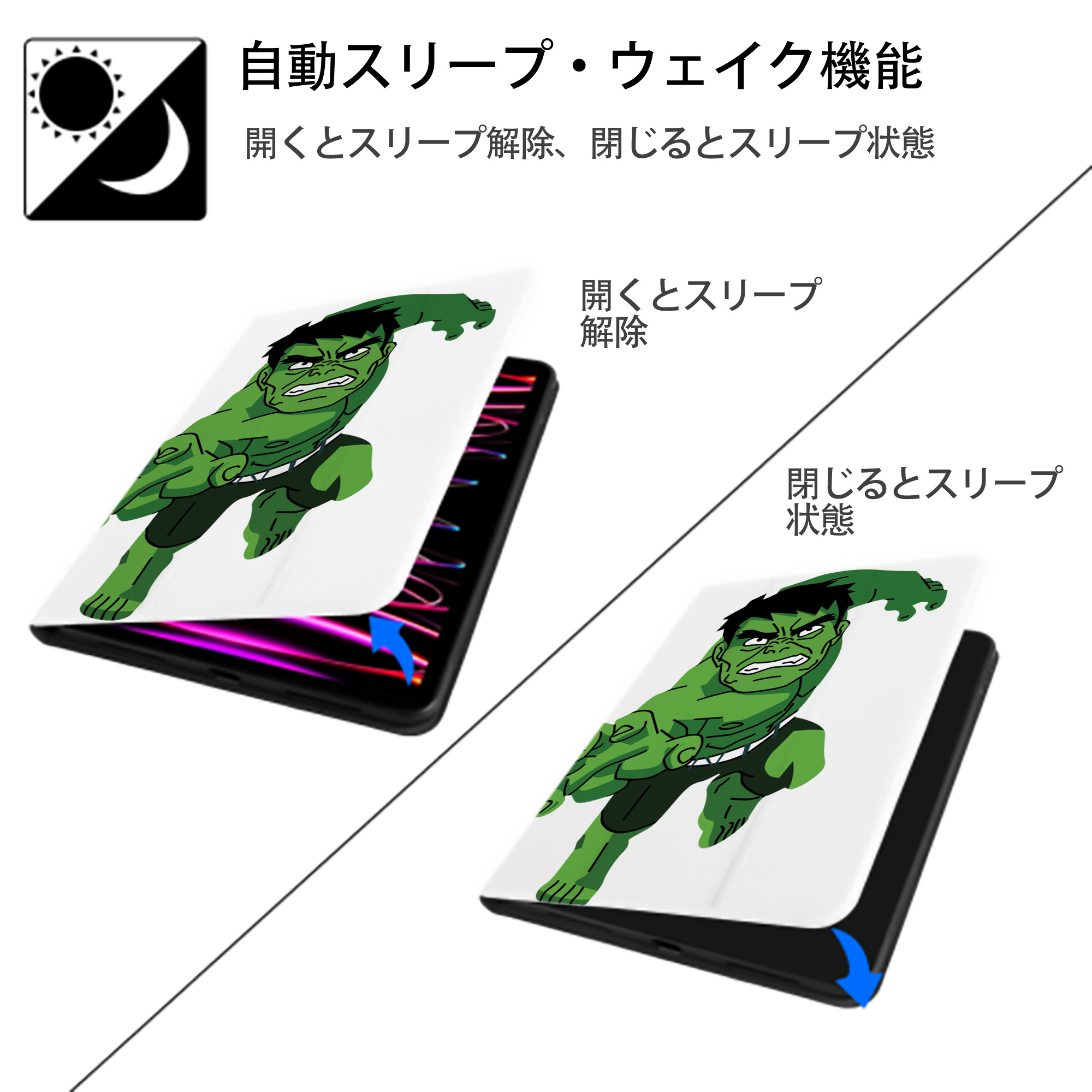 アベンジャーズ The Avengers IPad ケース ペン収納付き 三つ折りスタンド PUレザー×シリコン 対応機種9.5/10.5/10.9インチ