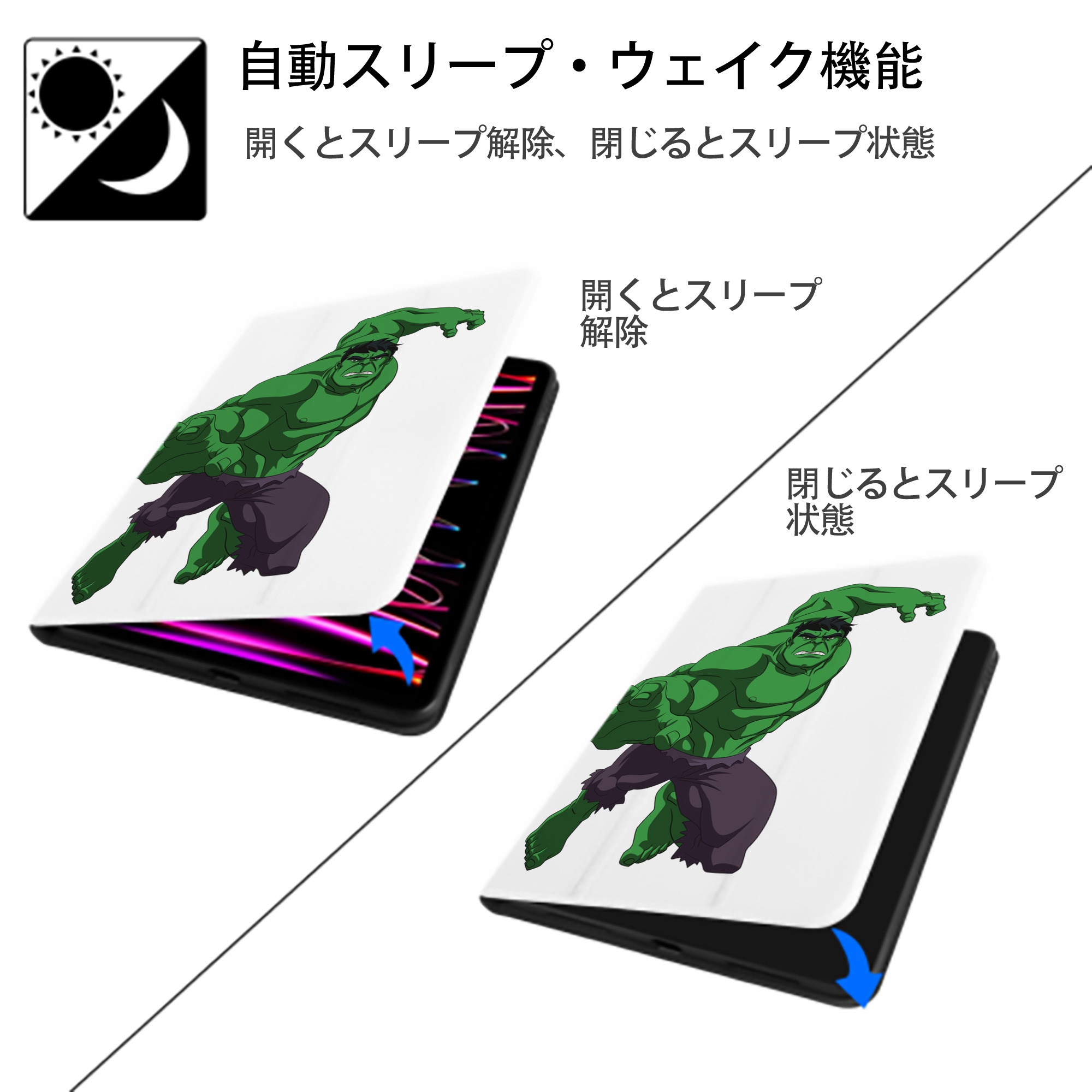 アベンジャーズ The Avengers IPad ケース ペン収納付き 三つ折りスタンド PUレザー×シリコン 対応機種9.5/10.5/10.9インチ