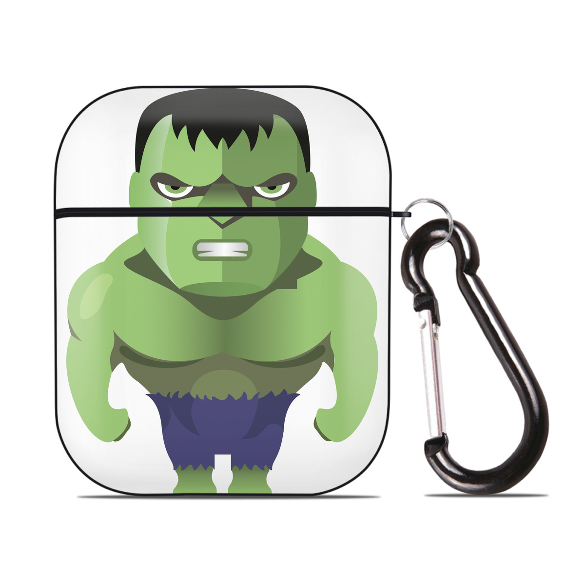 （画像用） アベンジャーズ The Avengers AirPods 第2世代保護ケース ハードシェル ブラック 耐衝撃・防指紋・カラビナ付き