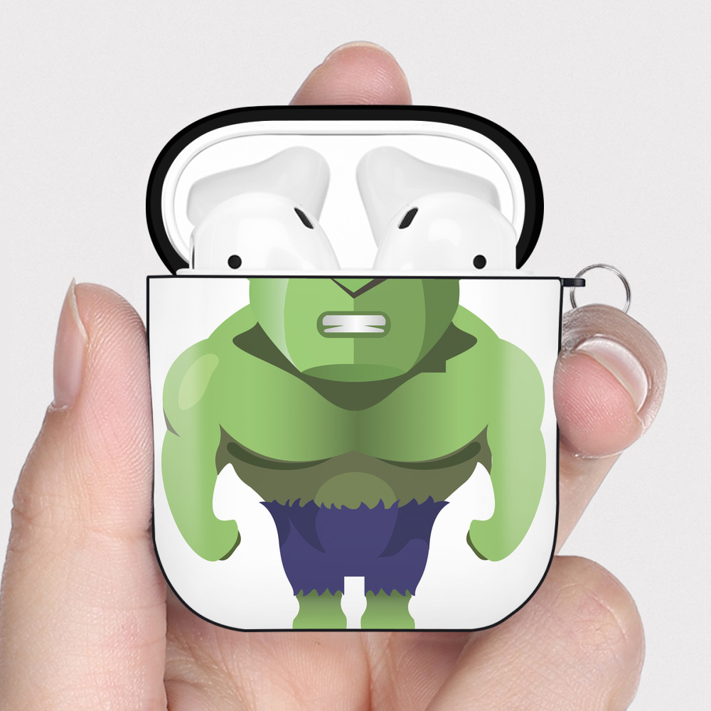 （画像用） アベンジャーズ The Avengers AirPods 第2世代保護ケース ハードシェル ブラック 耐衝撃・防指紋・カラビナ付き