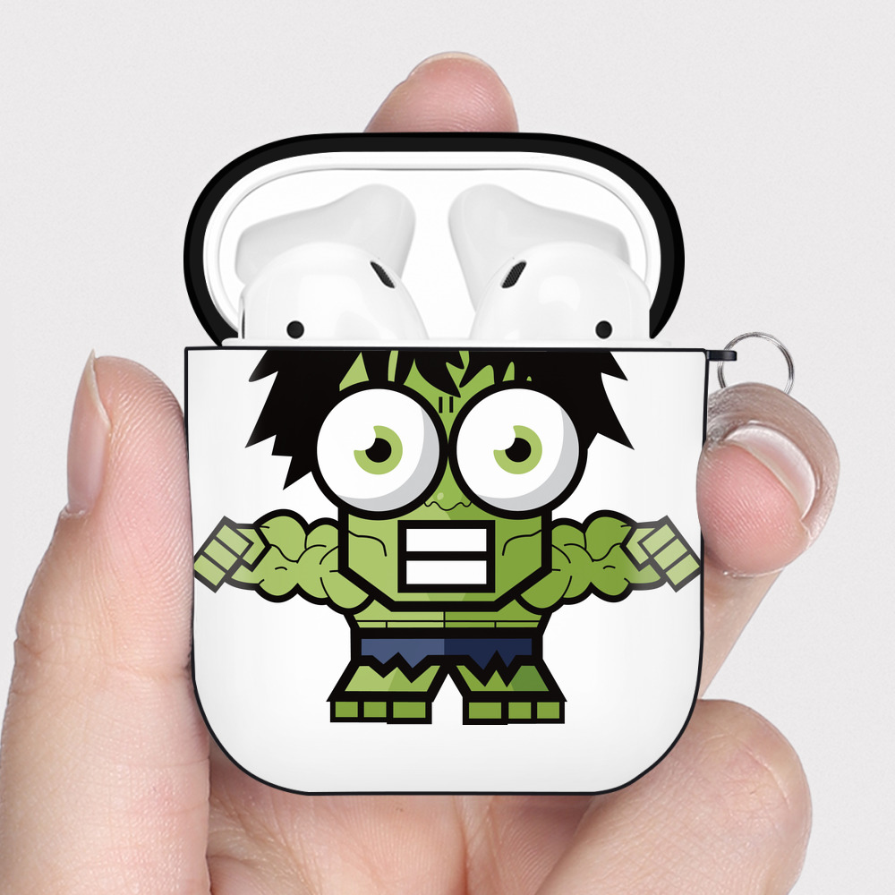 （画像用） アベンジャーズ The Avengers AirPods 第2世代保護ケース ハードシェル ブラック 耐衝撃・防指紋・カラビナ付き