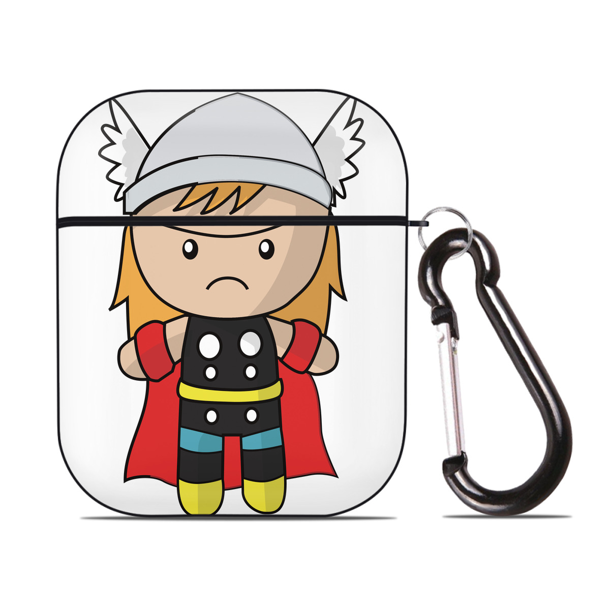 （画像用） アベンジャーズ The Avengers AirPods 第2世代保護ケース ハードシェル ブラック 耐衝撃・防指紋・カラビナ付き