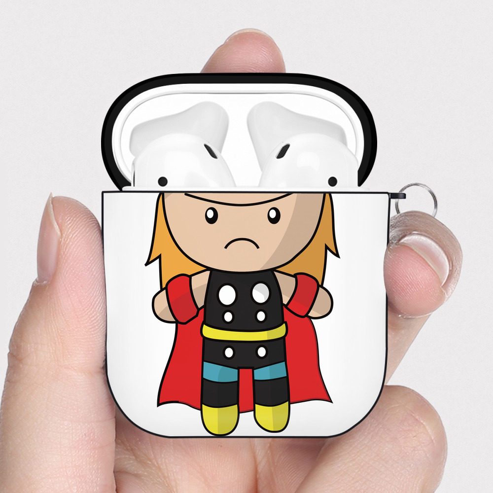 （画像用） アベンジャーズ The Avengers AirPods 第2世代保護ケース ハードシェル ブラック 耐衝撃・防指紋・カラビナ付き