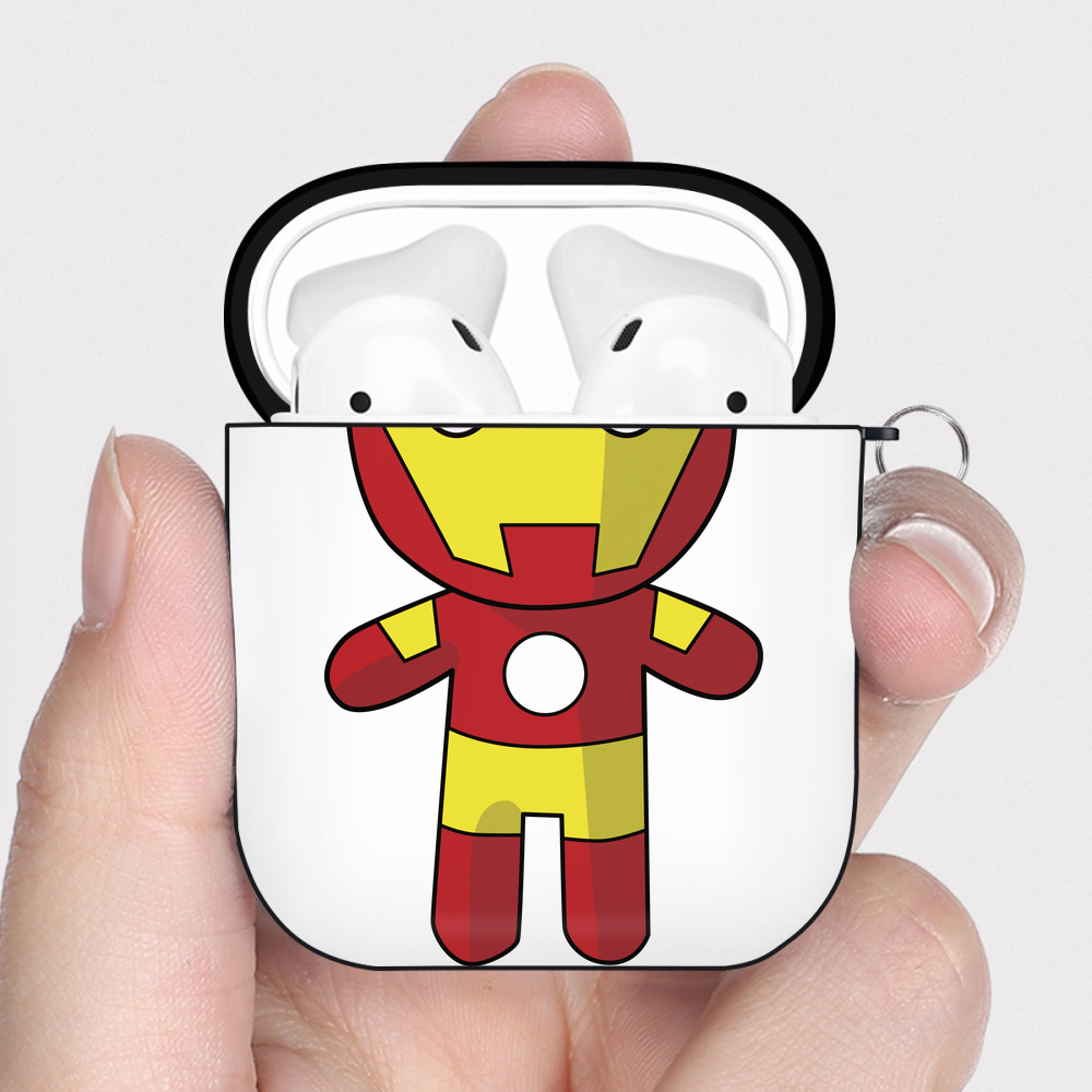 （画像用） アベンジャーズ The Avengers AirPods 第2世代保護ケース ハードシェル ブラック 耐衝撃・防指紋・カラビナ付き
