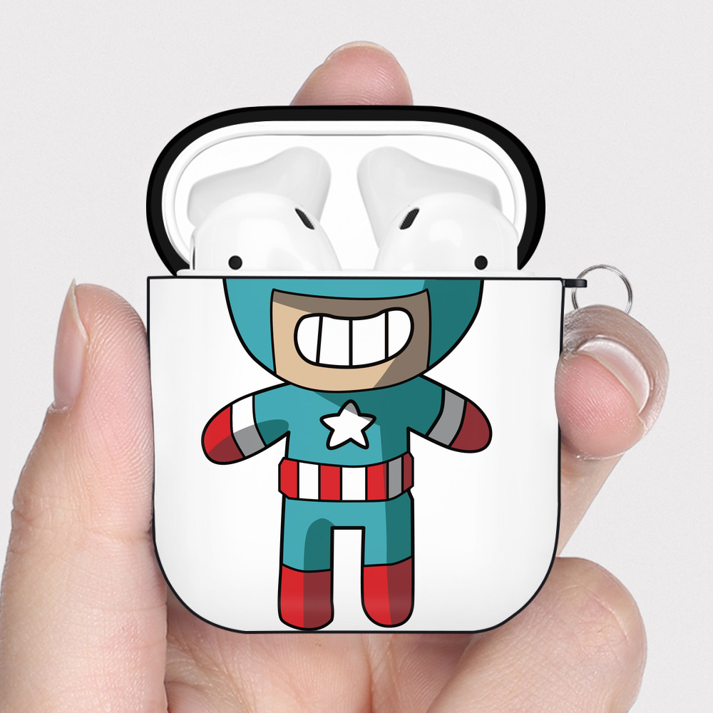 （画像用） アベンジャーズ The Avengers AirPods 第2世代保護ケース ハードシェル ブラック 耐衝撃・防指紋・カラビナ付き