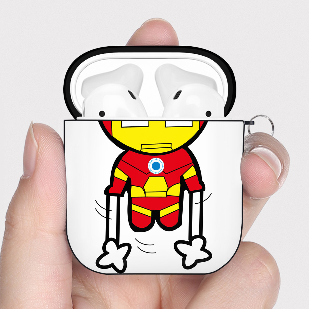 （画像用） アベンジャーズ The Avengers AirPods 第2世代保護ケース ハードシェル ブラック 耐衝撃・防指紋・カラビナ付き