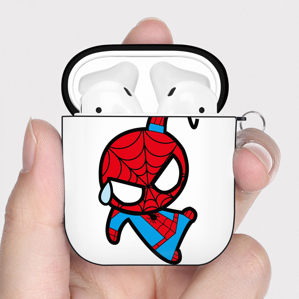 （画像用） アベンジャーズ The Avengers AirPods 第2世代保護ケース ハードシェル ブラック 耐衝撃・防指紋・カラビナ付き