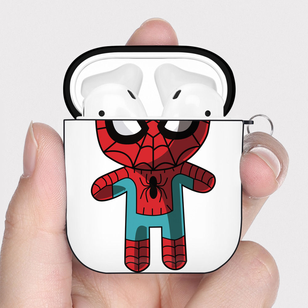 （画像用） アベンジャーズ The Avengers AirPods 第2世代保護ケース ハードシェル ブラック 耐衝撃・防指紋・カラビナ付き