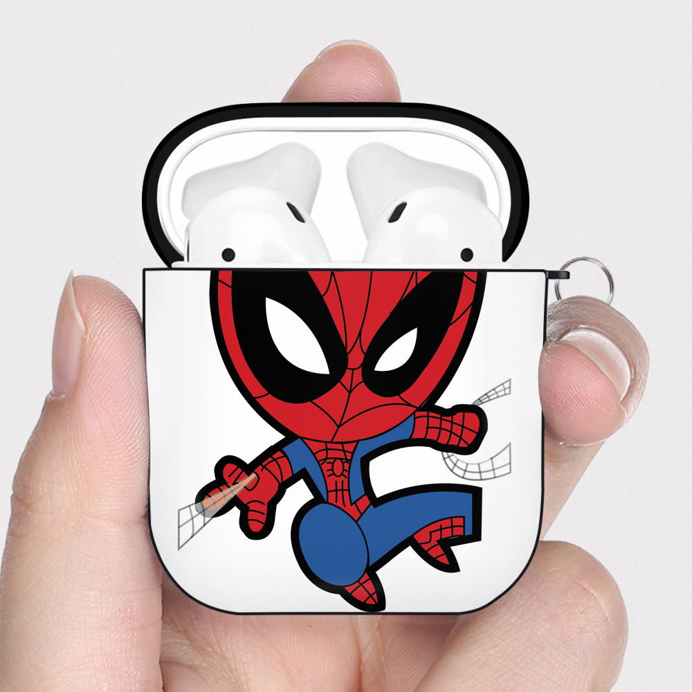 （画像用） アベンジャーズ The Avengers AirPods 第2世代保護ケース ハードシェル ブラック 耐衝撃・防指紋・カラビナ付き