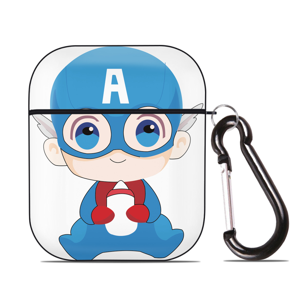 （画像用） アベンジャーズ The Avengers AirPods 第2世代保護ケース ハードシェル ブラック 耐衝撃・防指紋・カラビナ付き