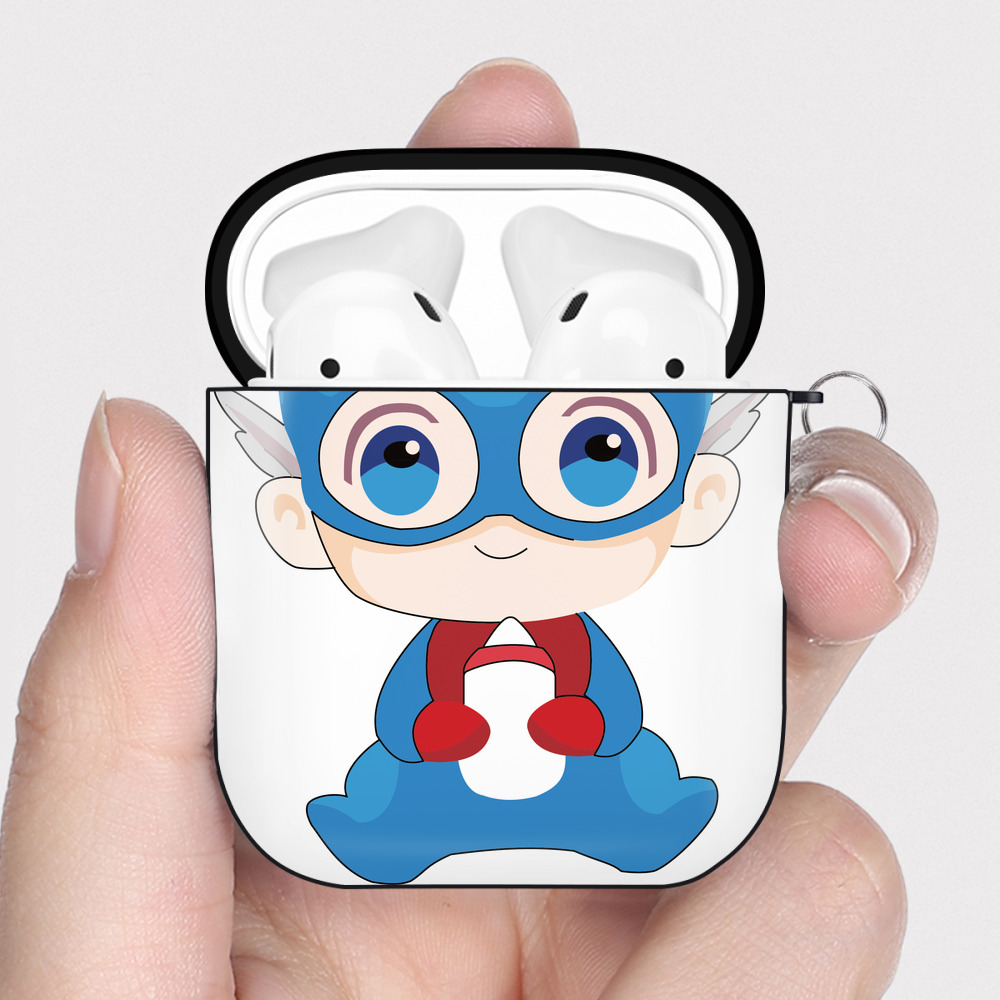 （画像用） アベンジャーズ The Avengers AirPods 第2世代保護ケース ハードシェル ブラック 耐衝撃・防指紋・カラビナ付き