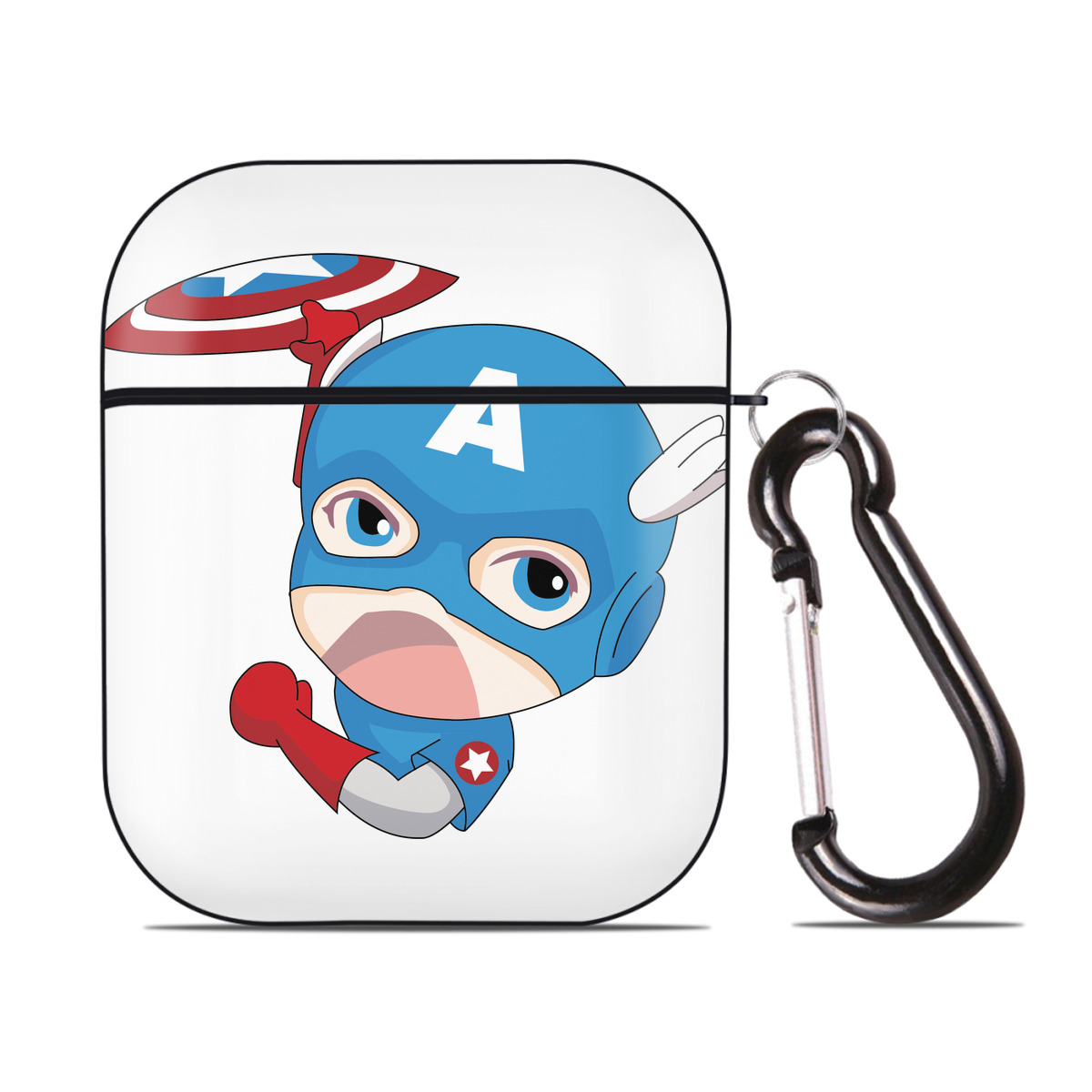 （画像用） アベンジャーズ The Avengers AirPods 第2世代保護ケース ハードシェル ブラック 耐衝撃・防指紋・カラビナ付き