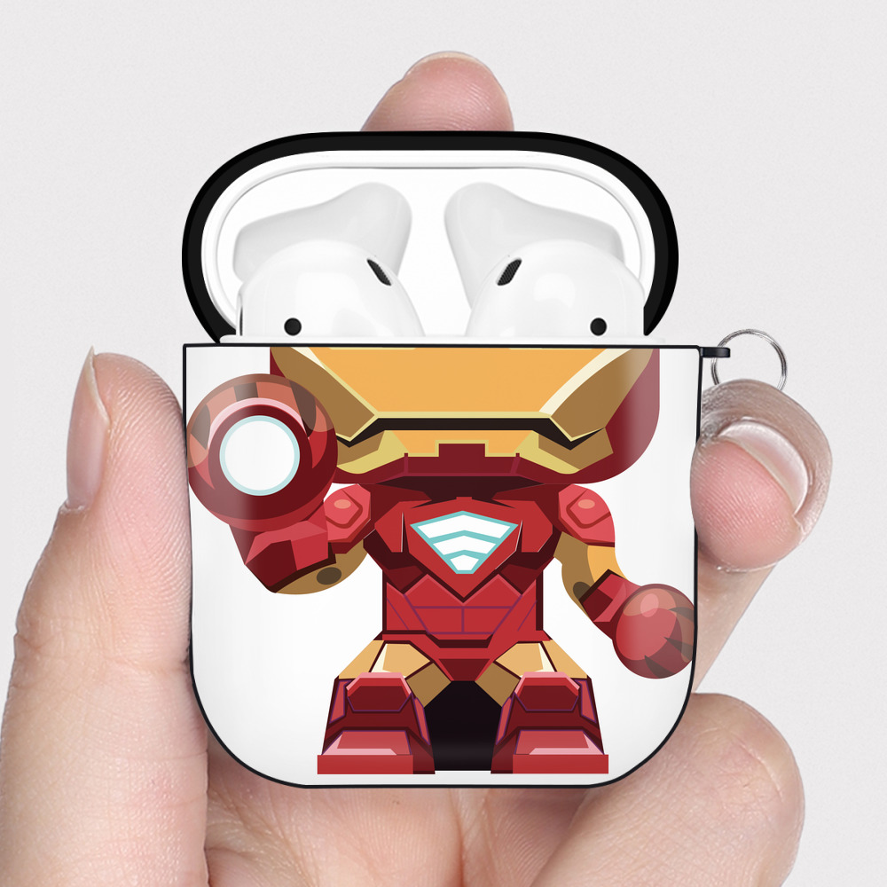 （画像用） アベンジャーズ The Avengers AirPods 第2世代保護ケース ハードシェル ブラック 耐衝撃・防指紋・カラビナ付き